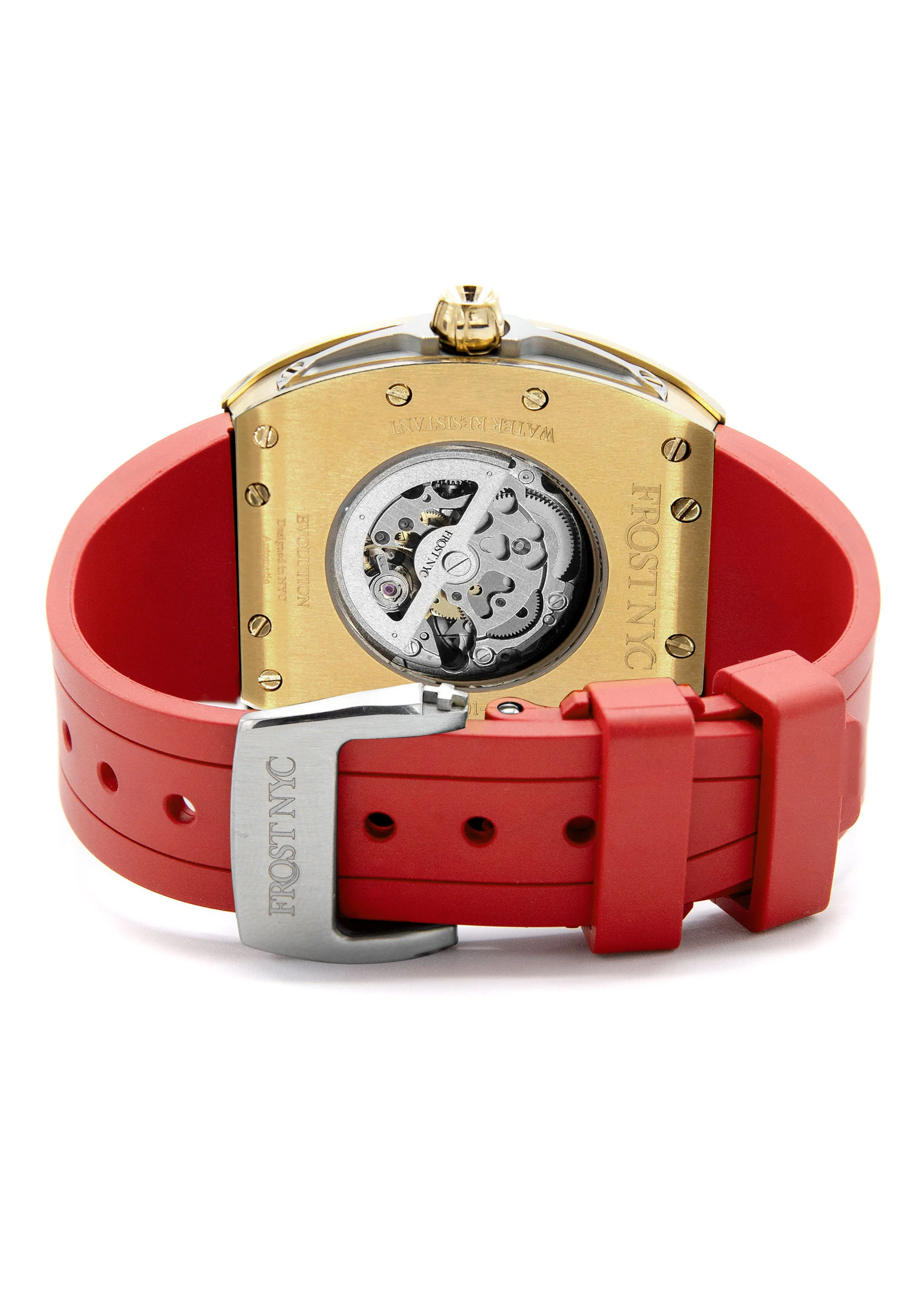Frost NYC Mens Watch - Automatic Skeleton Sport Gold Watch | FRST-01-CY | Red - Image 10