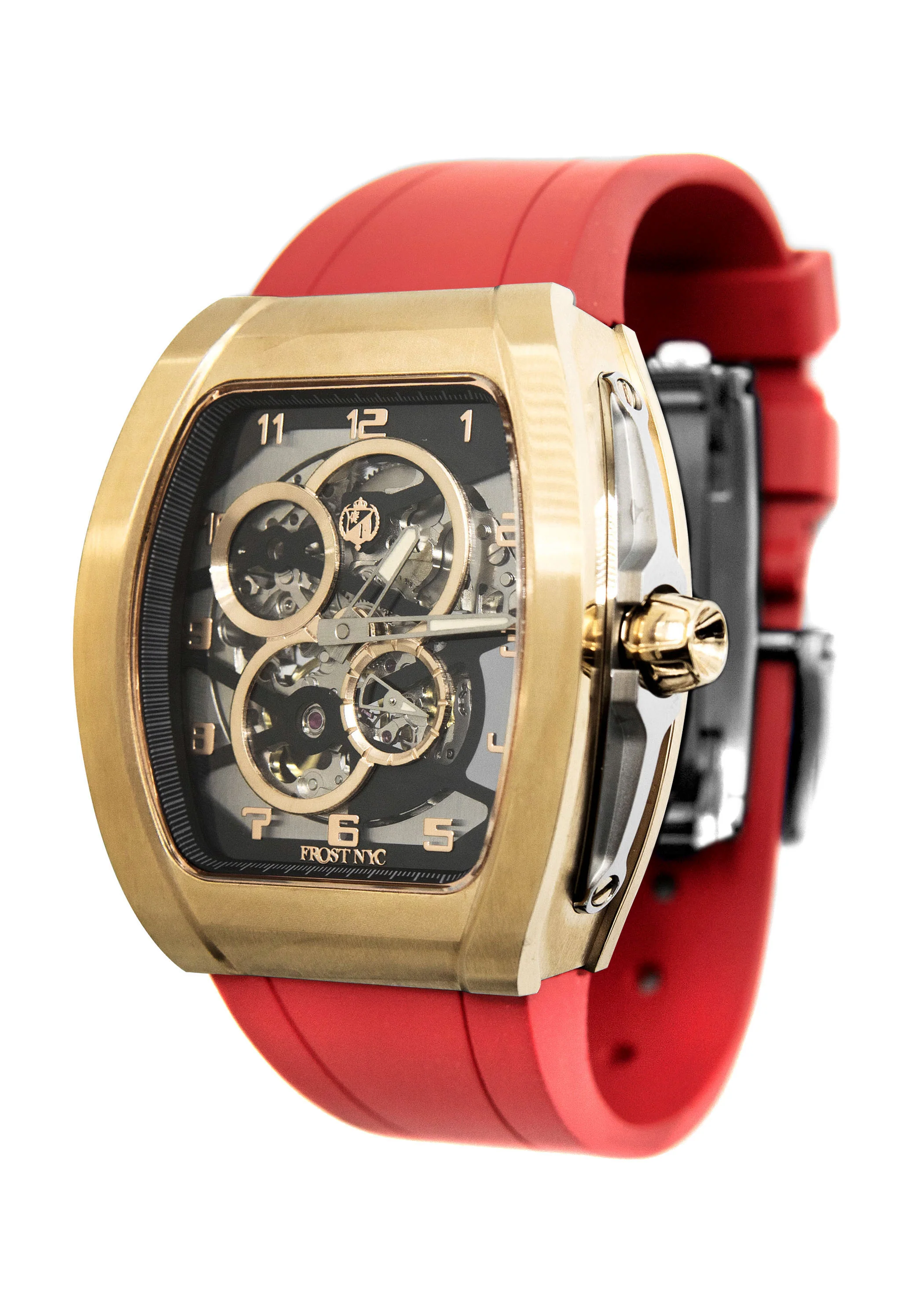 Frost NYC Mens Watch - Automatic Skeleton Sport Gold Watch | FRST-01-CY | Red - Image 6