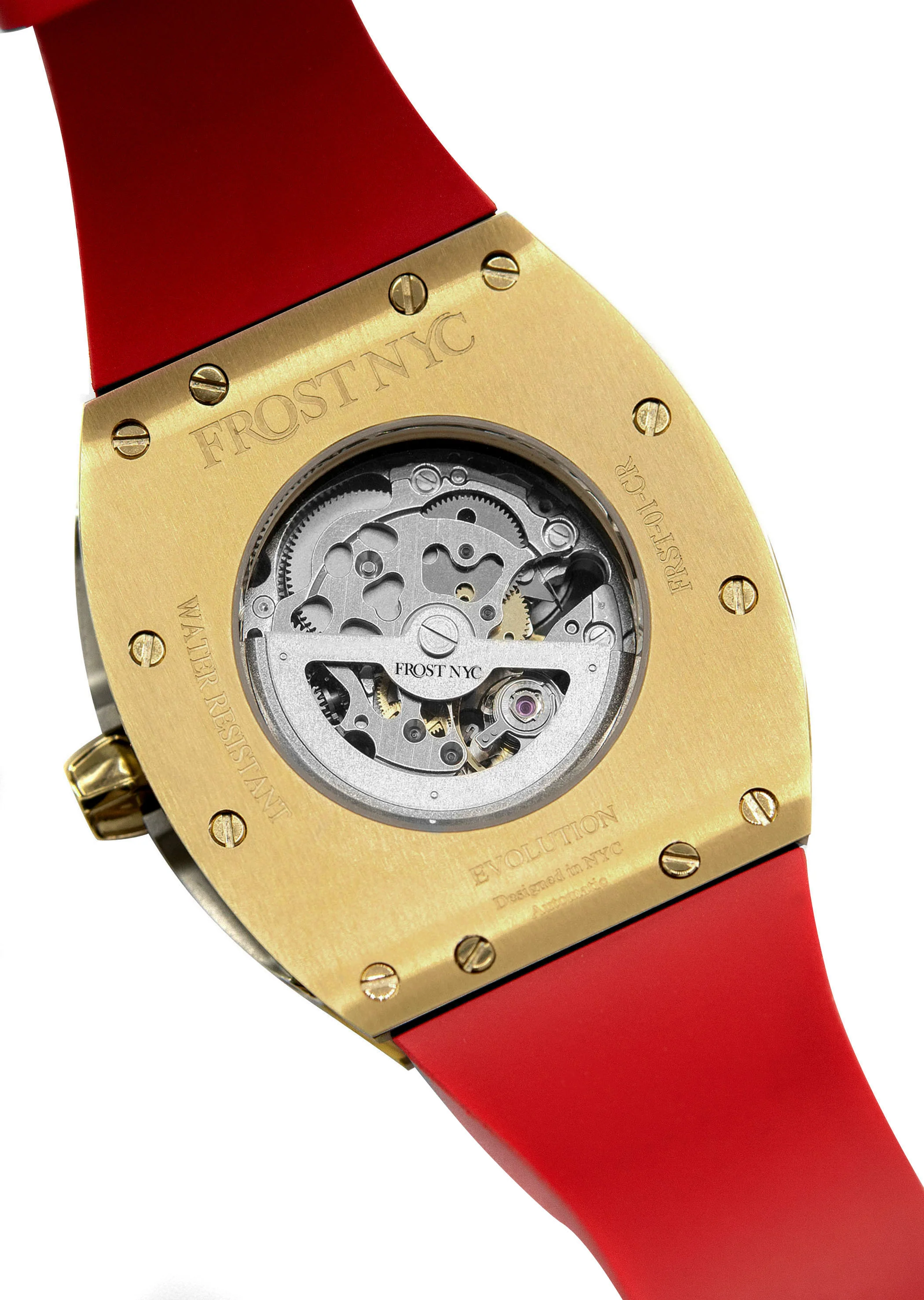 Frost NYC Mens Watch - Automatic Skeleton Sport Gold Watch | FRST-01-CY | Red - Image 8