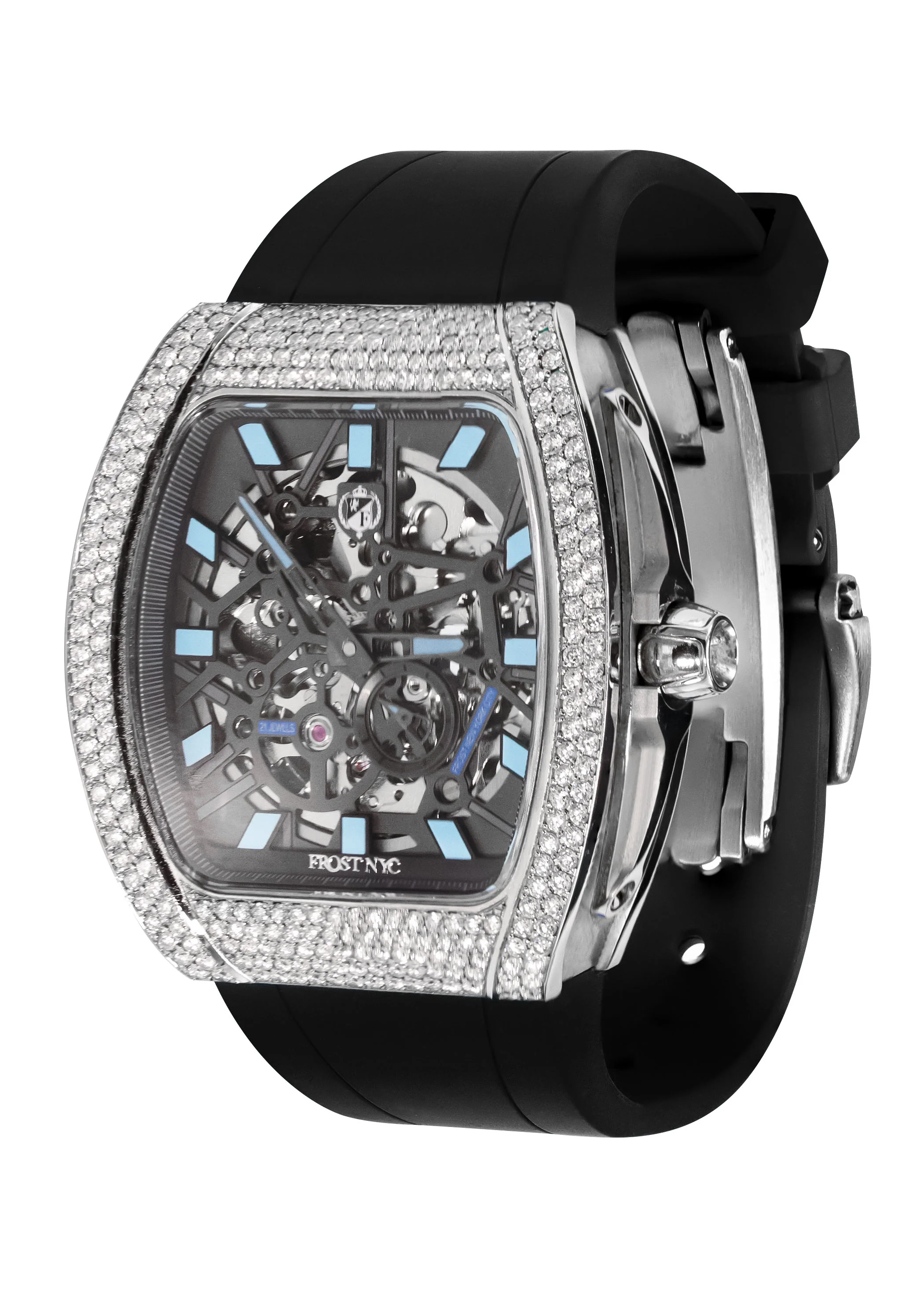 Frost NYC Mens Watch - Automatic Skeleton Stainless Steel Diamond Sport Watch | FRST-01-SS-D | Black - Image 4