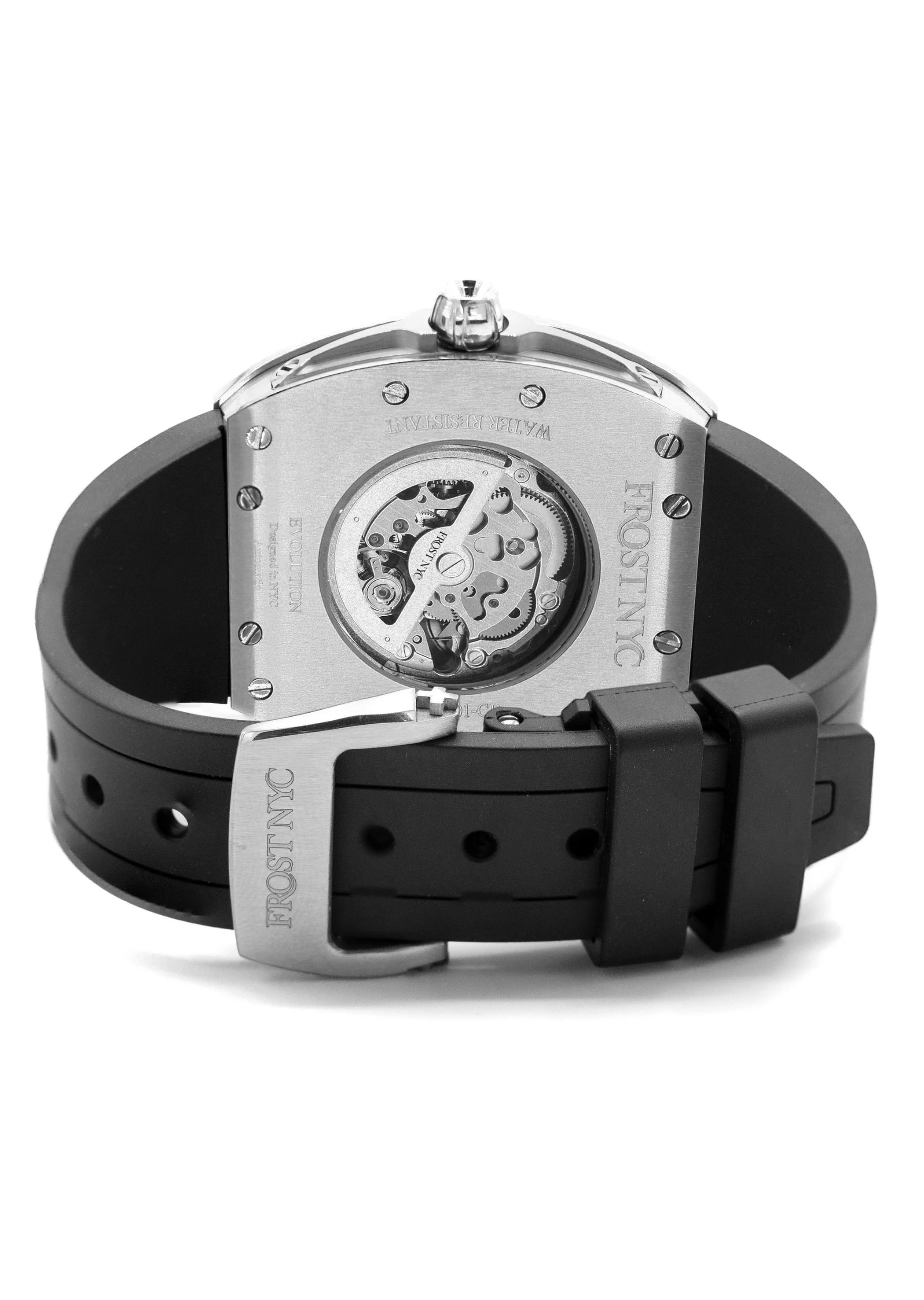 Frost NYC Mens Watch - Automatic Skeleton Stainless Steel Diamond Sport Watch | FRST-01-SS-D | Black - Image 8