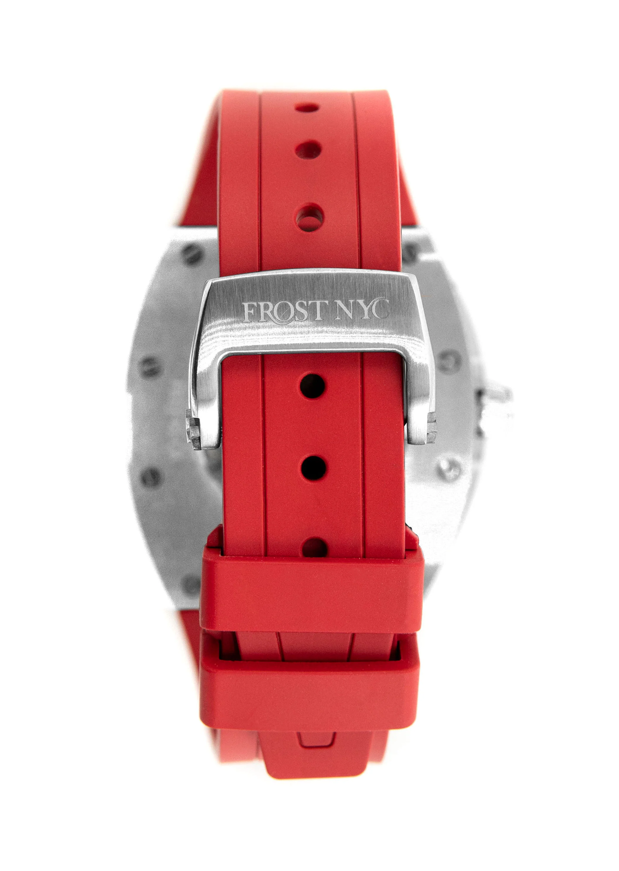 Frost NYC Mens Watch - Automatic Skeleton Stainless Steel Diamond Sport Watch | FRST-01-SS-D | Red - Image 5