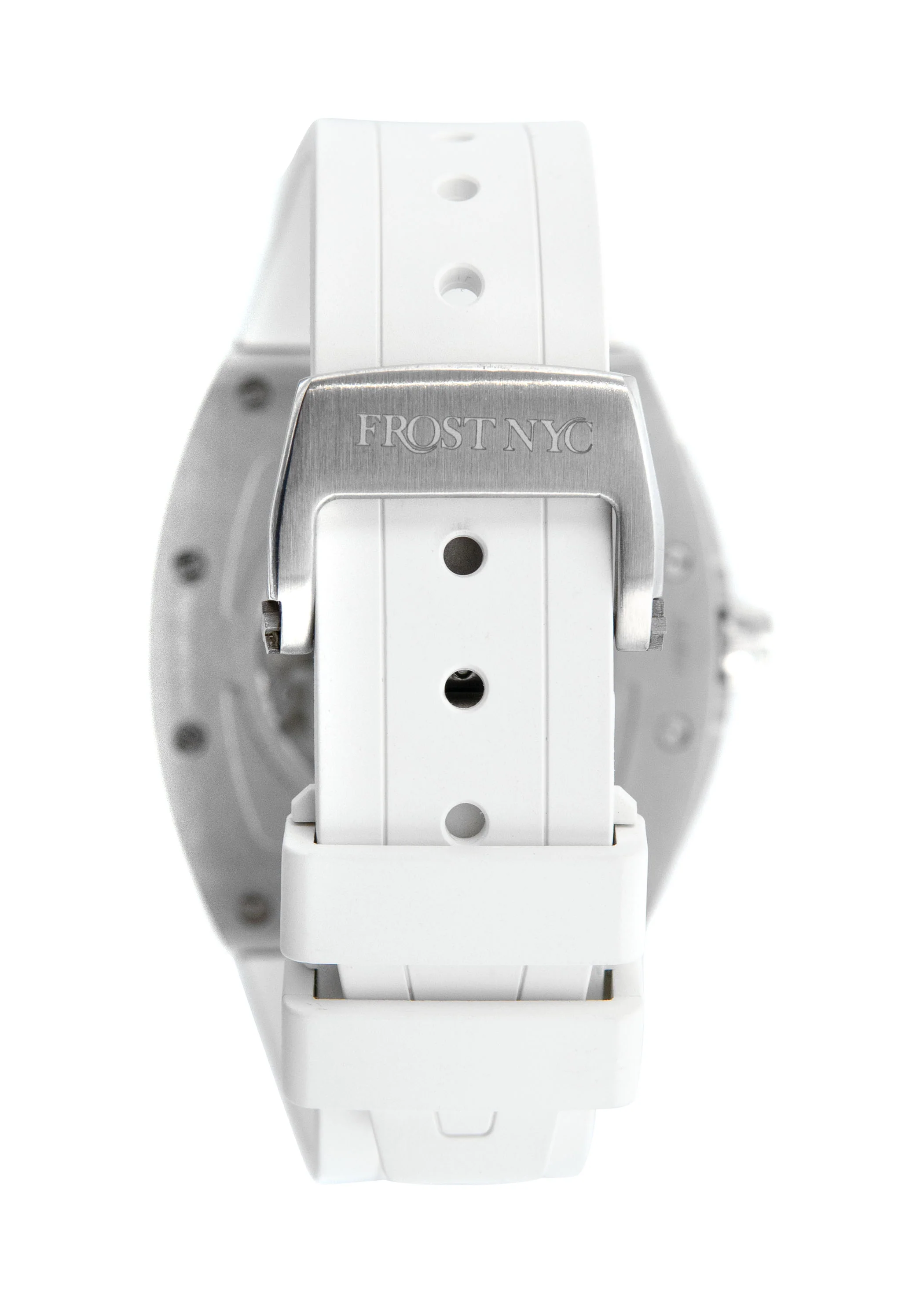 Frost NYC Mens Watch - Automatic Skeleton Stainless Steel Diamond Sport Watch | FRST-01-SS-D | White - Image 5