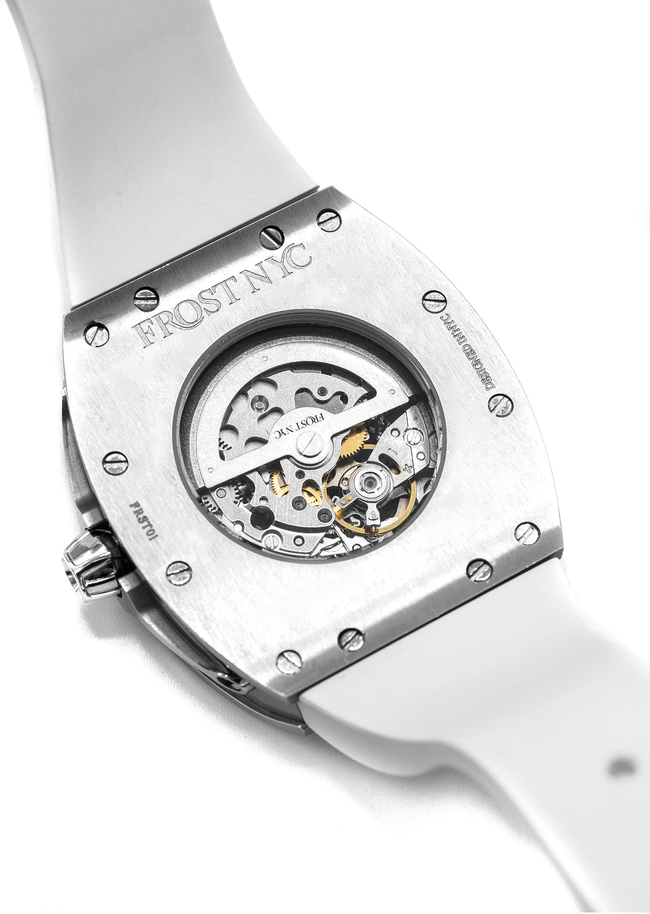 Frost NYC Mens Watch - Automatic Skeleton Stainless Steel Diamond Sport Watch | FRST-01-SS-D | White - Image 6