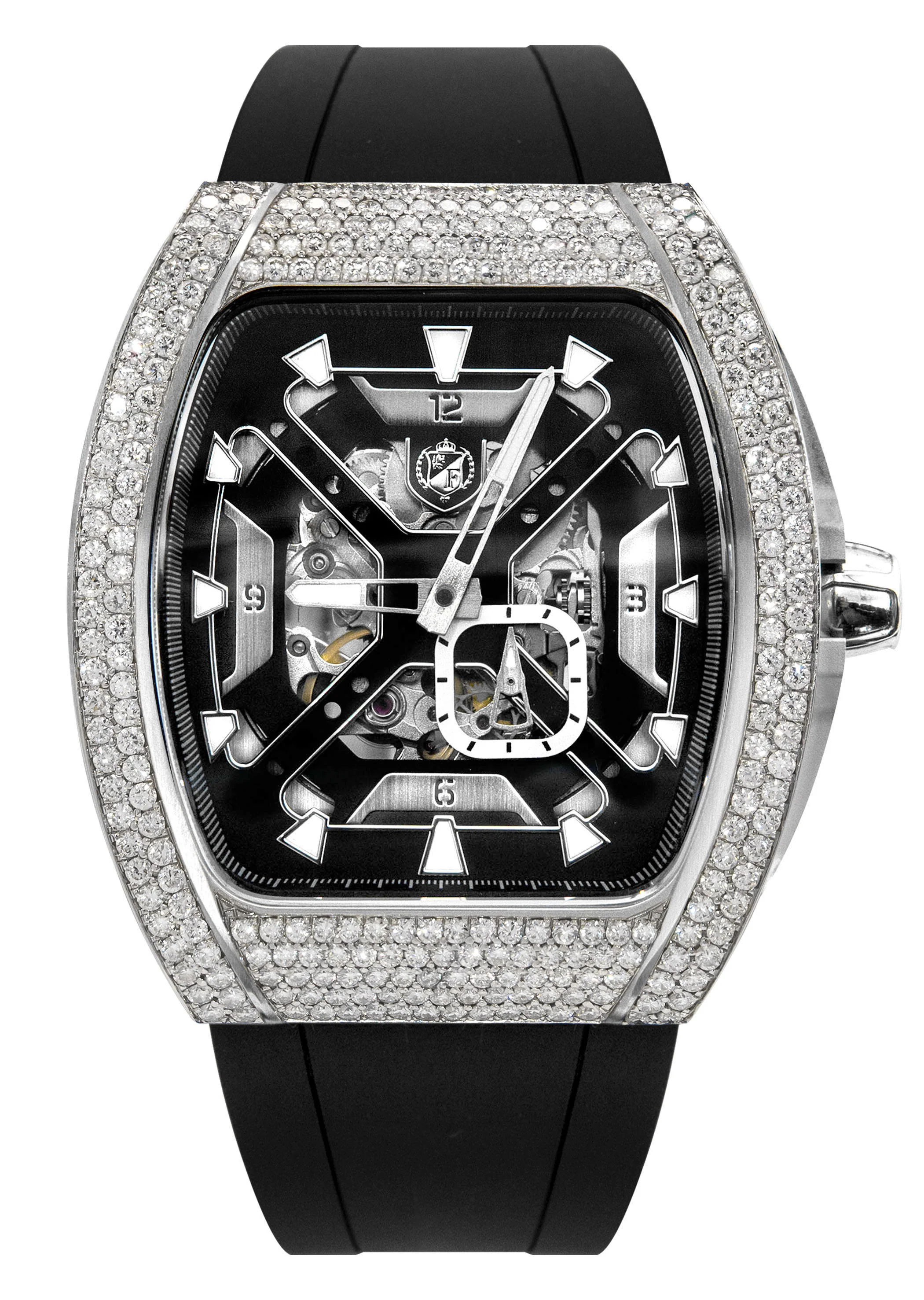 Frost NYC Mens Watch - Automatic Skeleton Stainless Steel Diamond Sport Watch | FRST-01-XS-D | Black