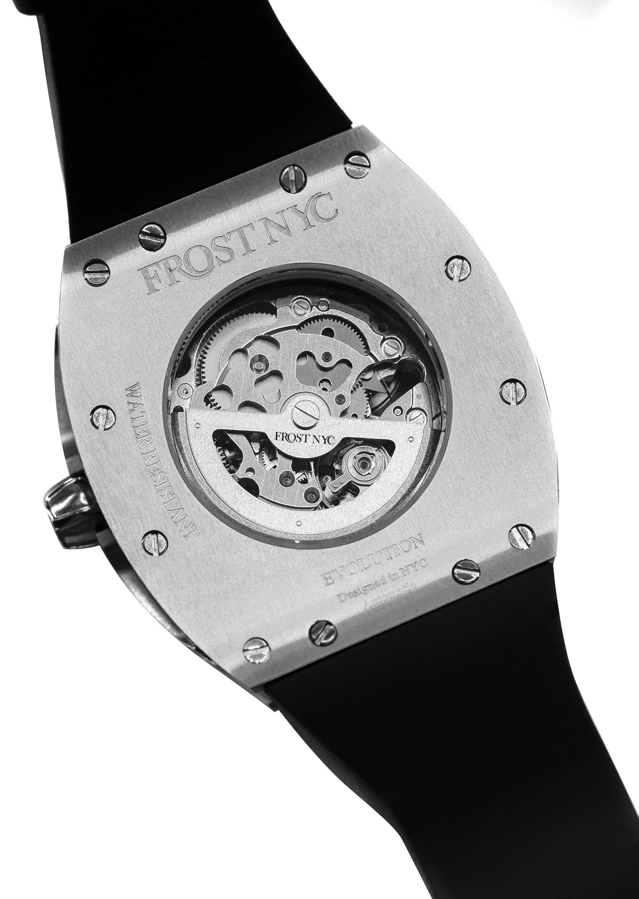 Frost NYC Mens Watch - Automatic Skeleton Stainless Steel Diamond Sport Watch | FRST-01-XS-D | Black - Image 6