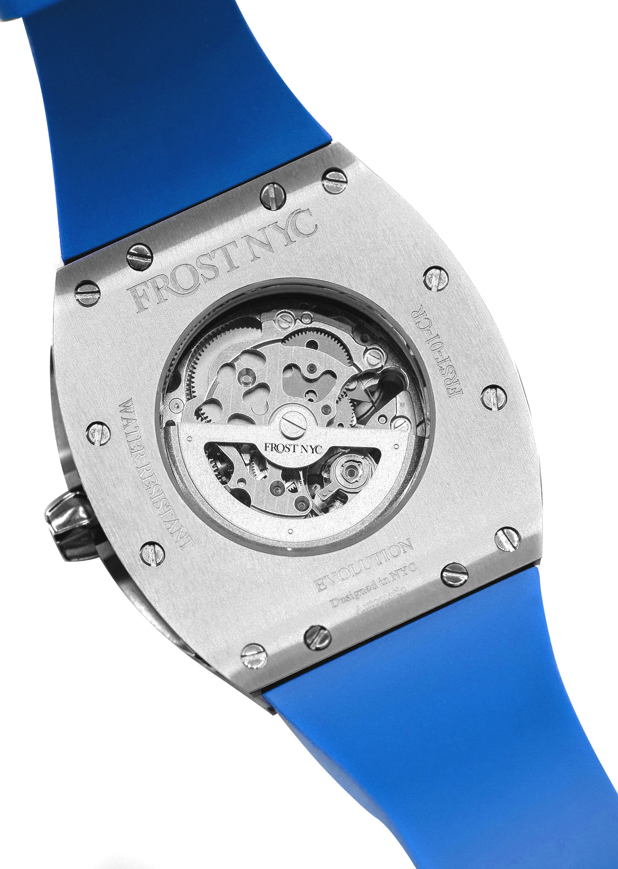 Frost NYC Mens Watch - Automatic Skeleton Stainless Steel Sport Diamond Watch | FRST-01-XS-D | Blue - Image 6