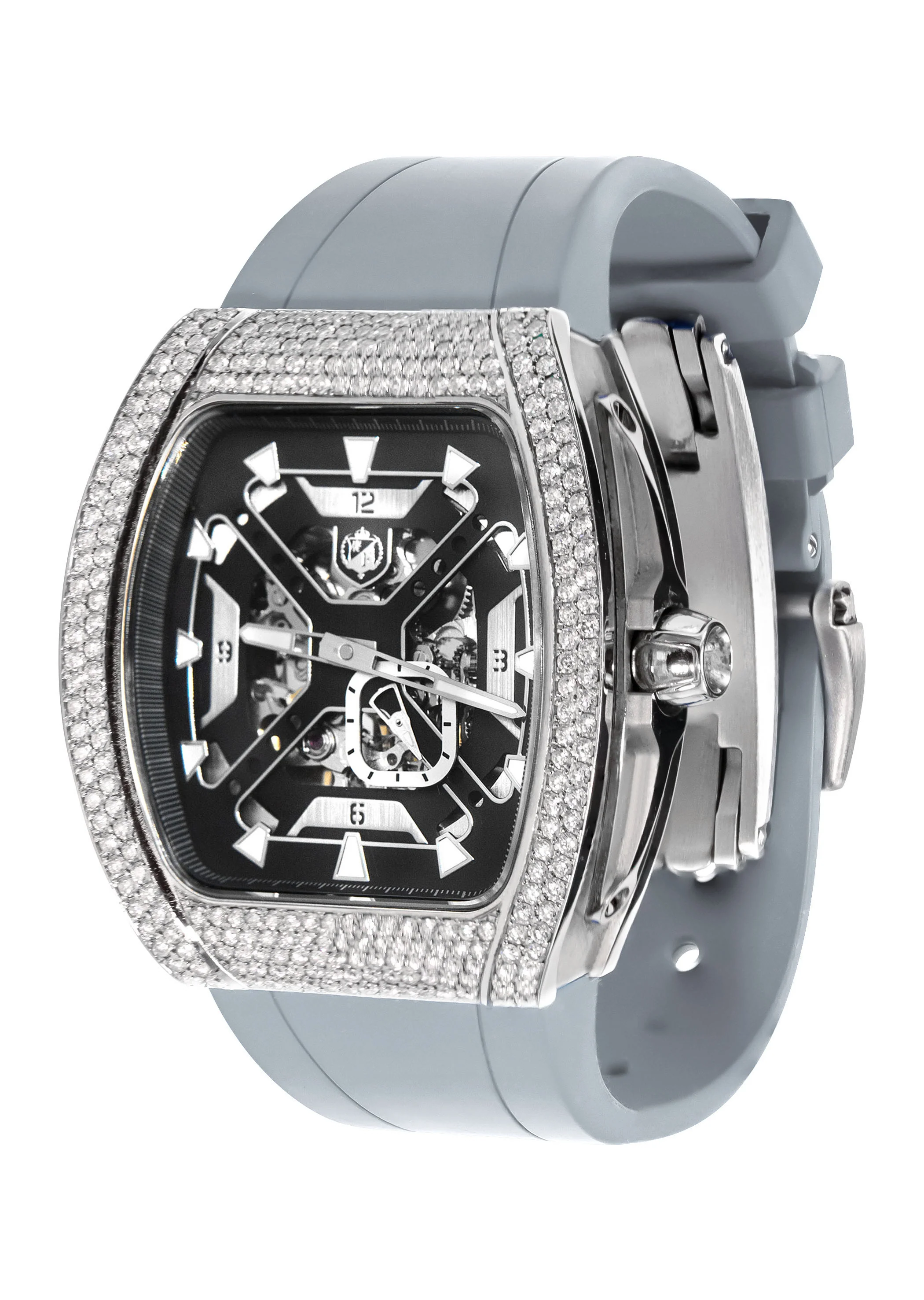 Frost NYC Mens Watch - Automatic Skeleton Stainless Steel Sport Diamond Watch | FRST-01-XS-D | Gray - Image 4