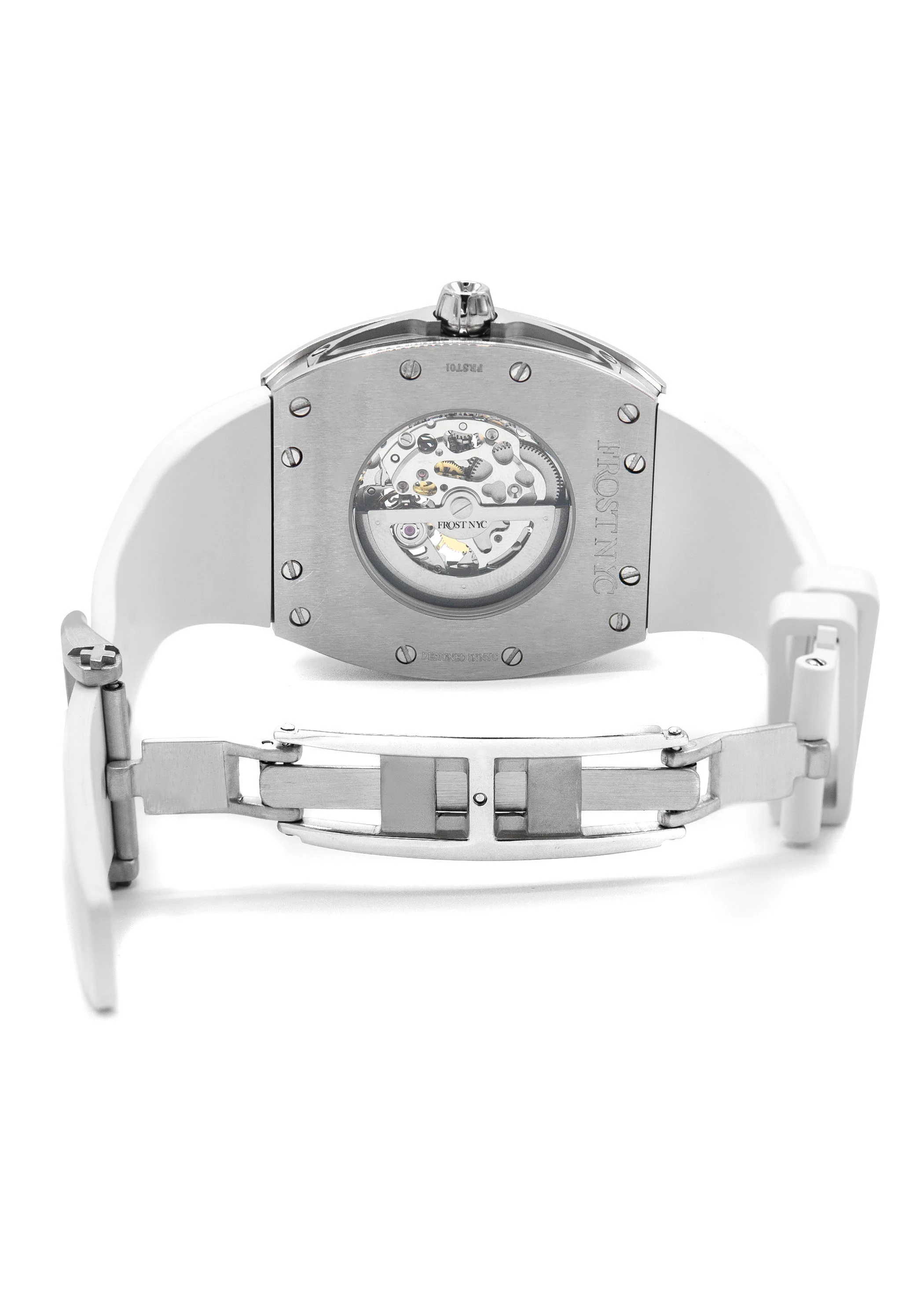 Frost NYC Mens Watch - Automatic Skeleton Stainless Steel Sport Diamond Watch | FRST-01-XS-D | White - Image 7