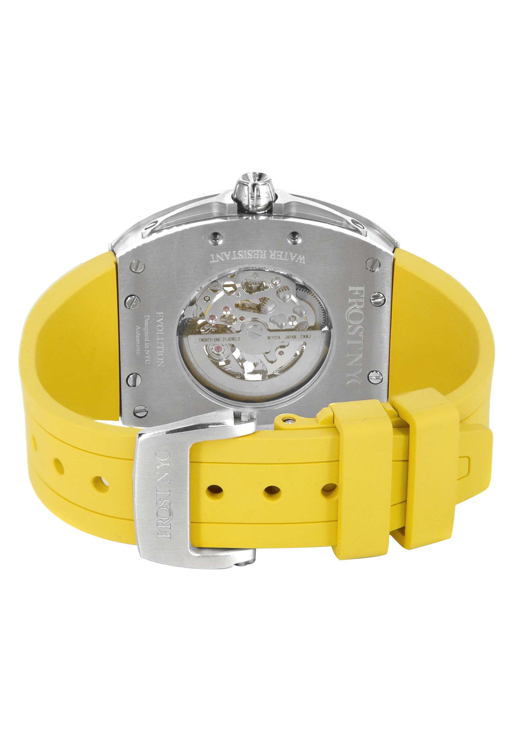 Frost NYC Mens Watch - Automatic Skeleton Stainless Steel Sport Watch | FRST-01-SS | Yellow - Image 10