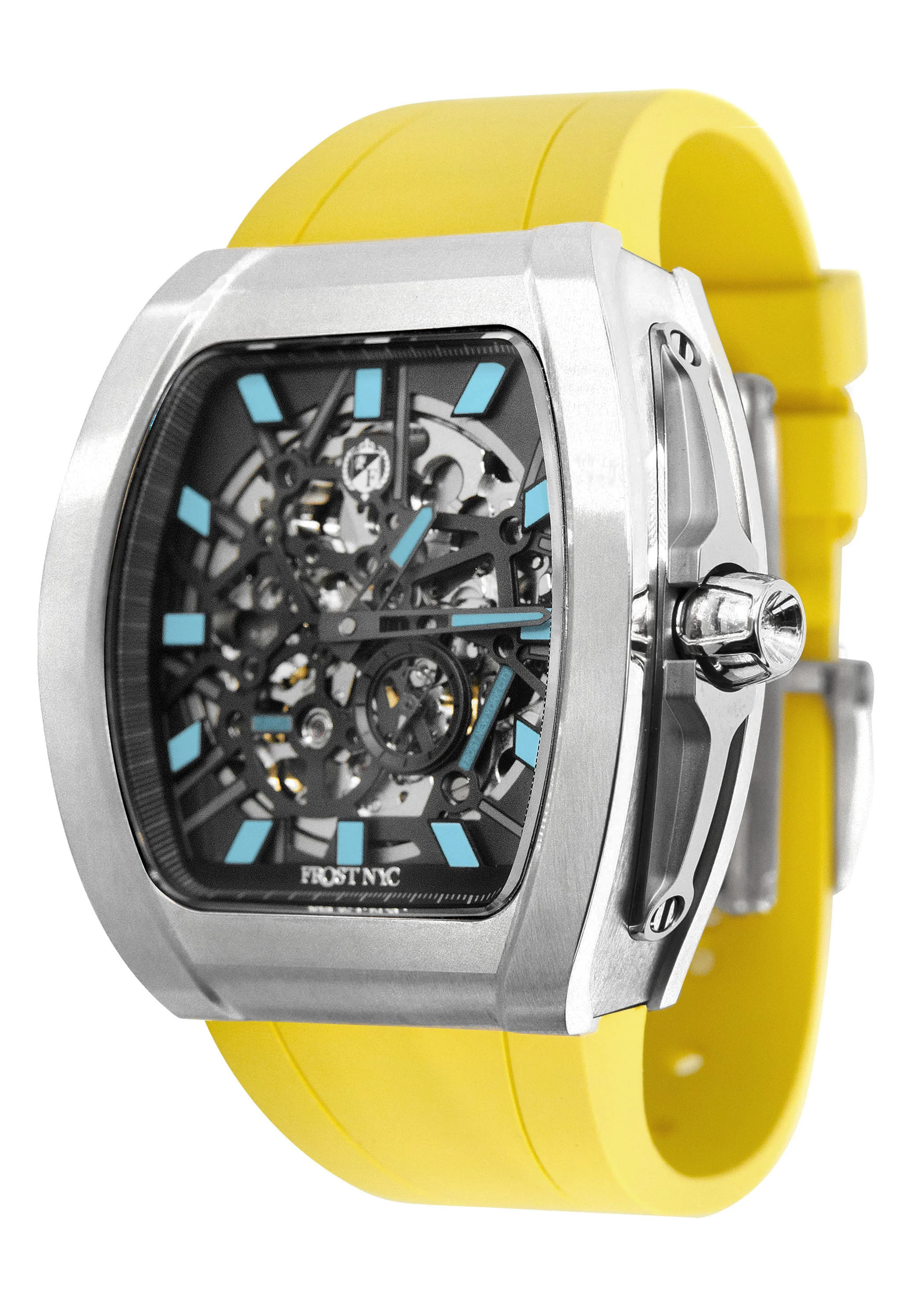 Frost NYC Mens Watch - Automatic Skeleton Stainless Steel Sport Watch | FRST-01-SS | Yellow - Image 6