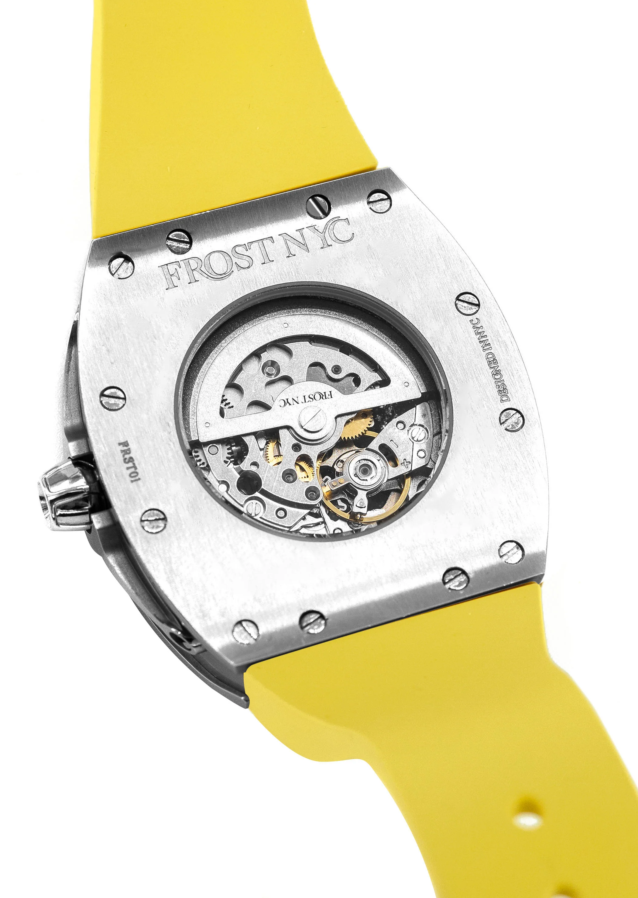 Frost NYC Mens Watch - Automatic Skeleton Stainless Steel Sport Watch | FRST-01-SS | Yellow - Image 8