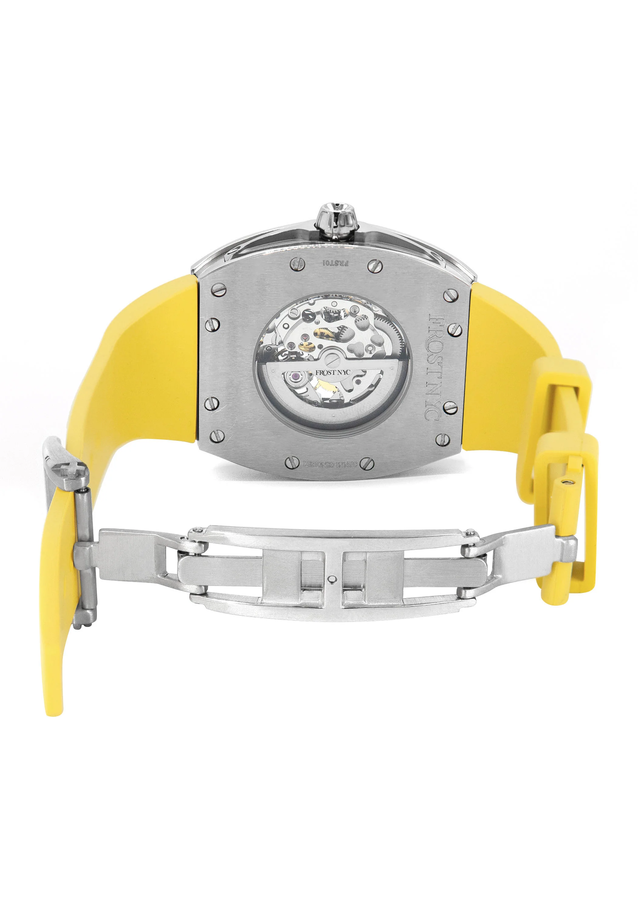 Frost NYC Mens Watch - Automatic Skeleton Stainless Steel Sport Watch | FRST-01-SS | Yellow - Image 9