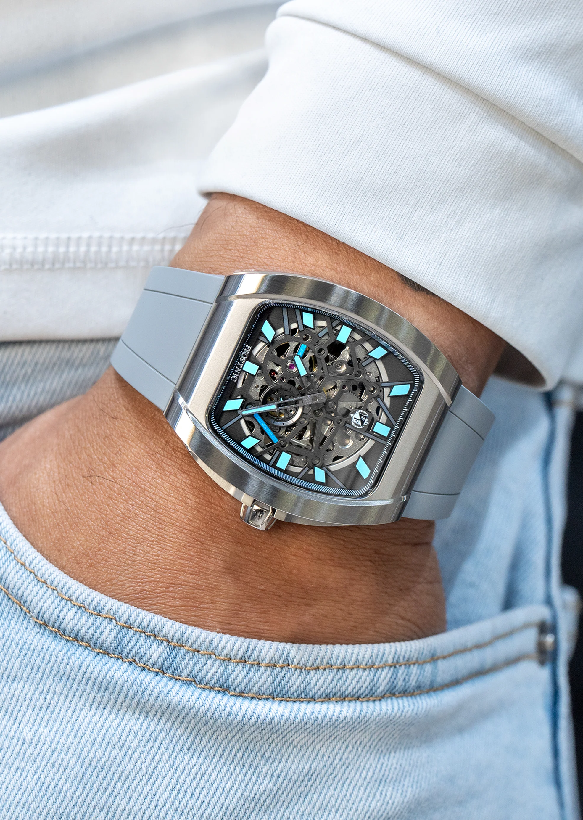 Frost NYC Mens Watch - Automatic Skeleton Stainless Steel Sport Watch | FRST-01-SS | Gray - Image 2