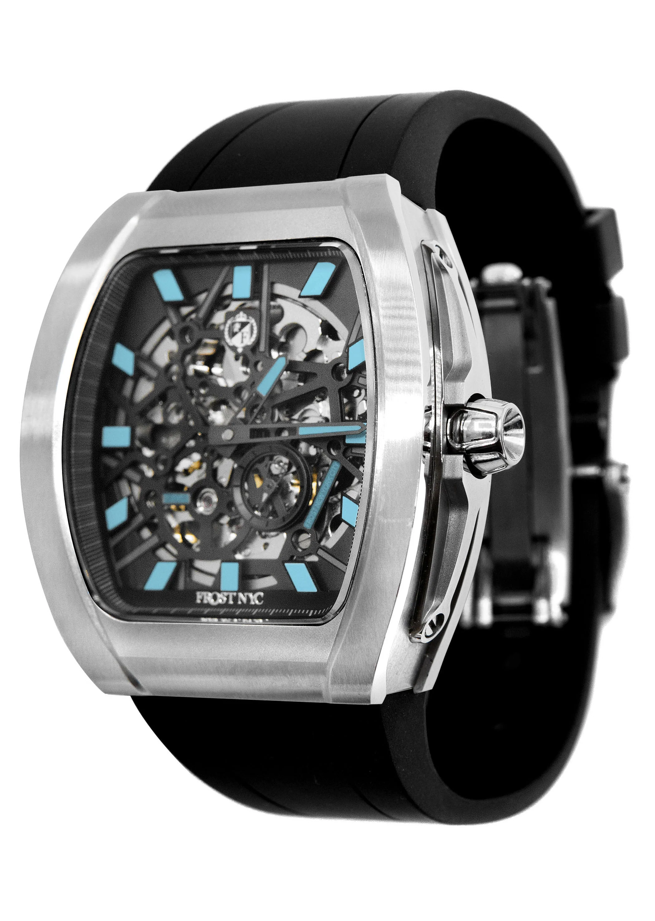 Frost NYC Mens Watch - Automatic Skeleton Stainless Steel Sport Watch | FRST-01-SS | Black - Image 6
