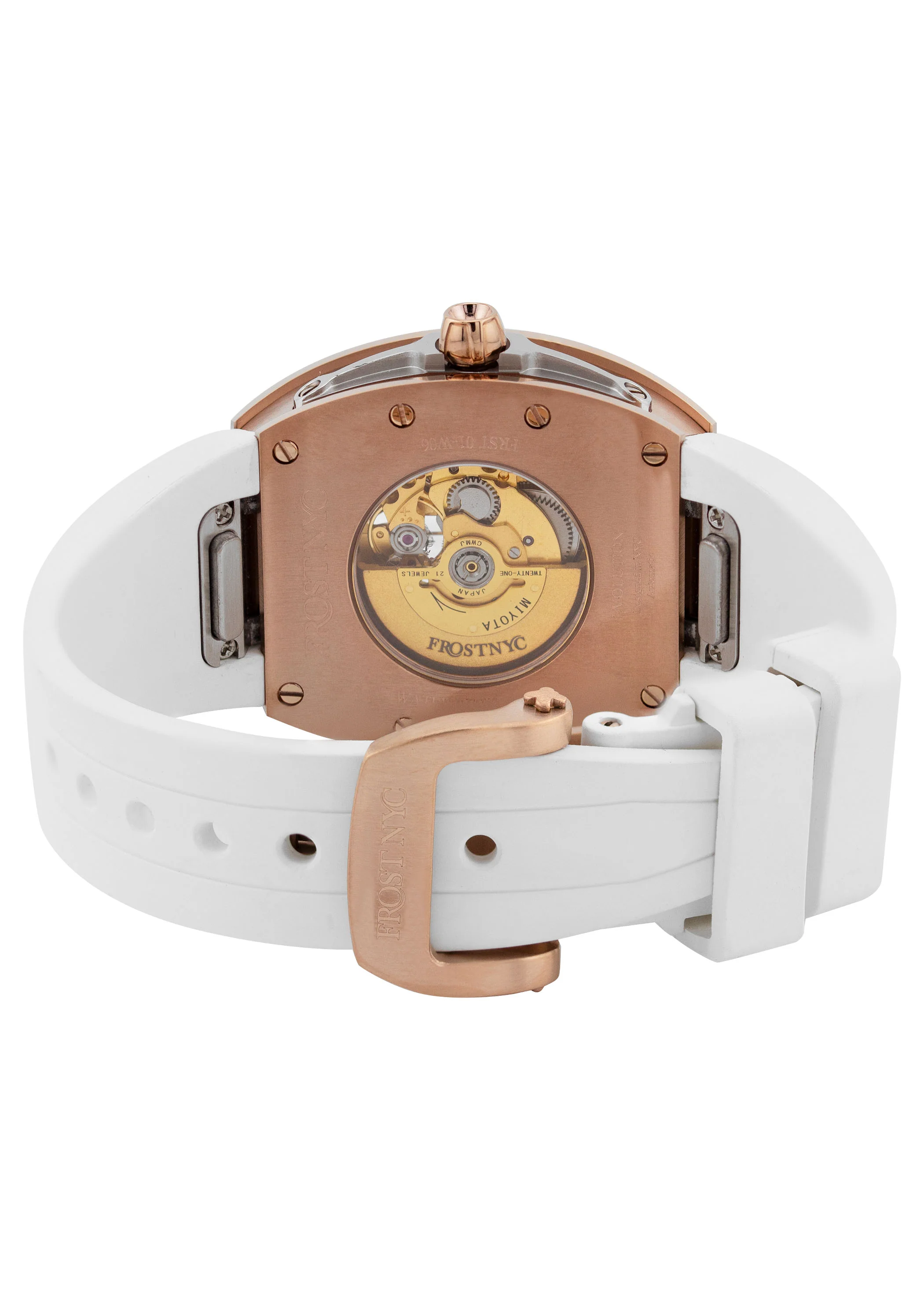 Frost NYC Diamond Evolution Women's Watch - Automatic Skeleton Rose Triangle | WFRST-01-TD-R White Band | Pre - Sale - Image 10