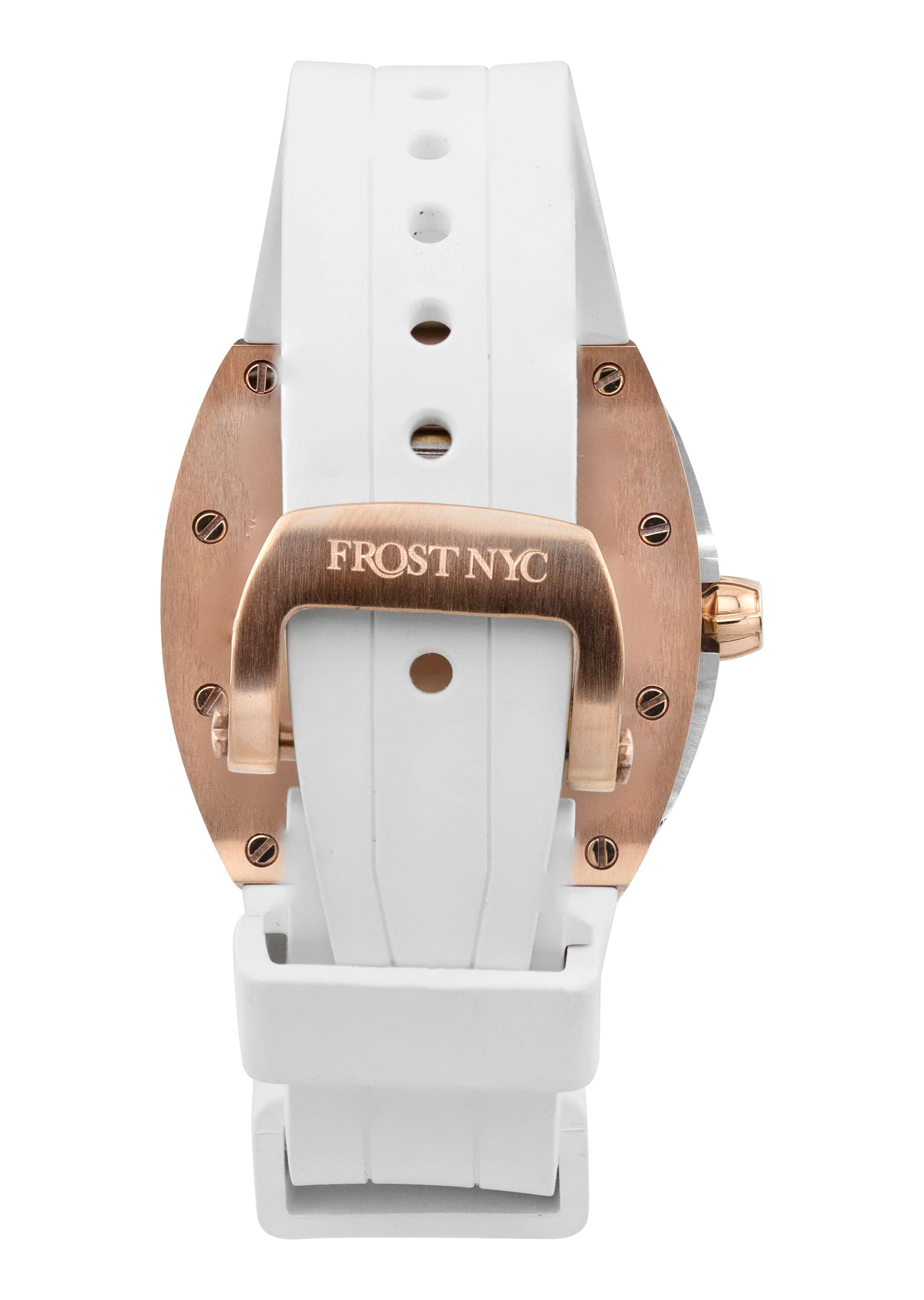 Frost NYC Diamond Evolution Women's Watch - Automatic Skeleton Rose Triangle | WFRST-01-TD-R White Band | Pre - Sale - Image 7