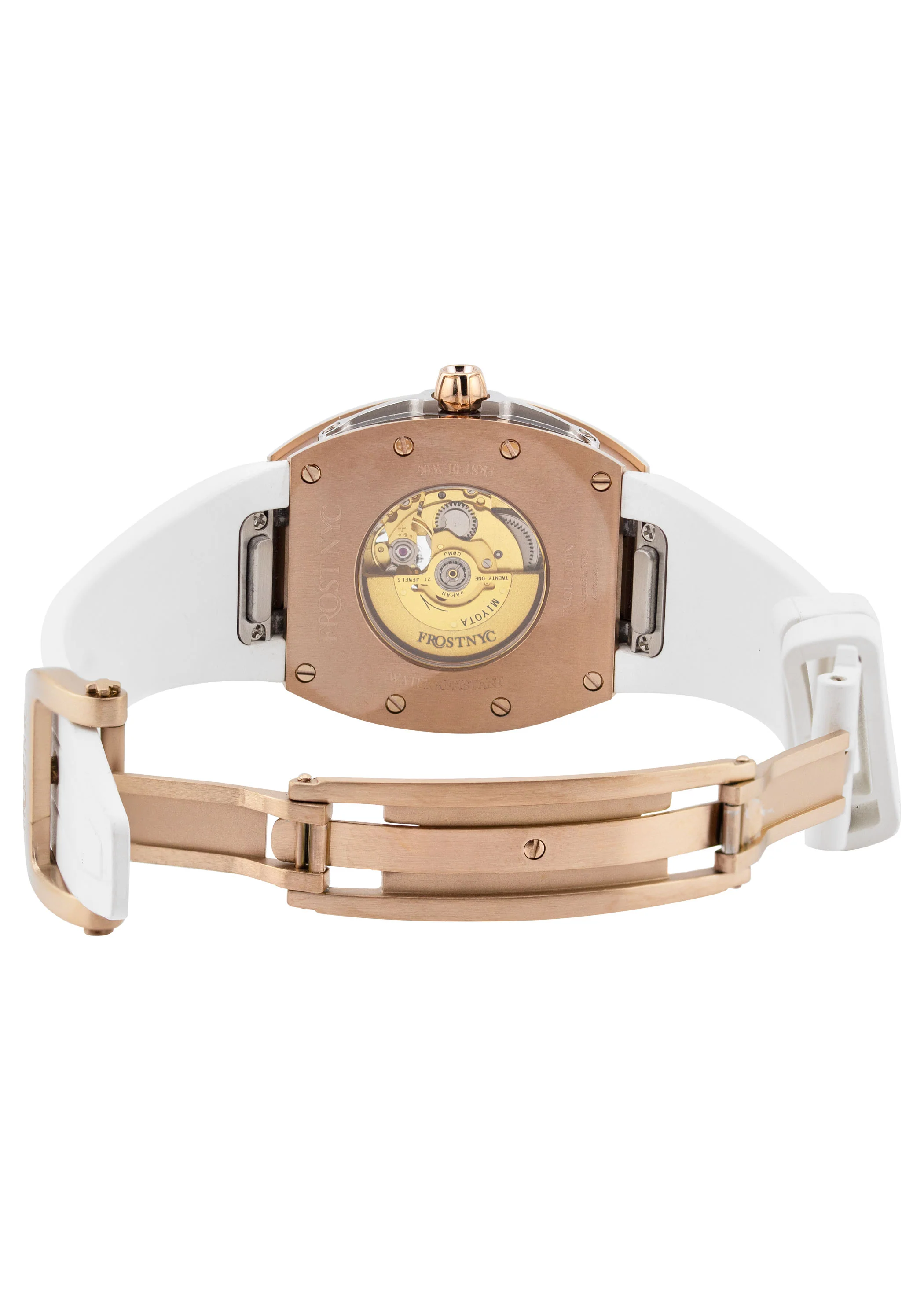 Frost NYC Evolution Women's Watch - Automatic Skeleton Rainbow Rose Triangle | WFRST-01-TD-R White Band | Pre - Sale - Image 9