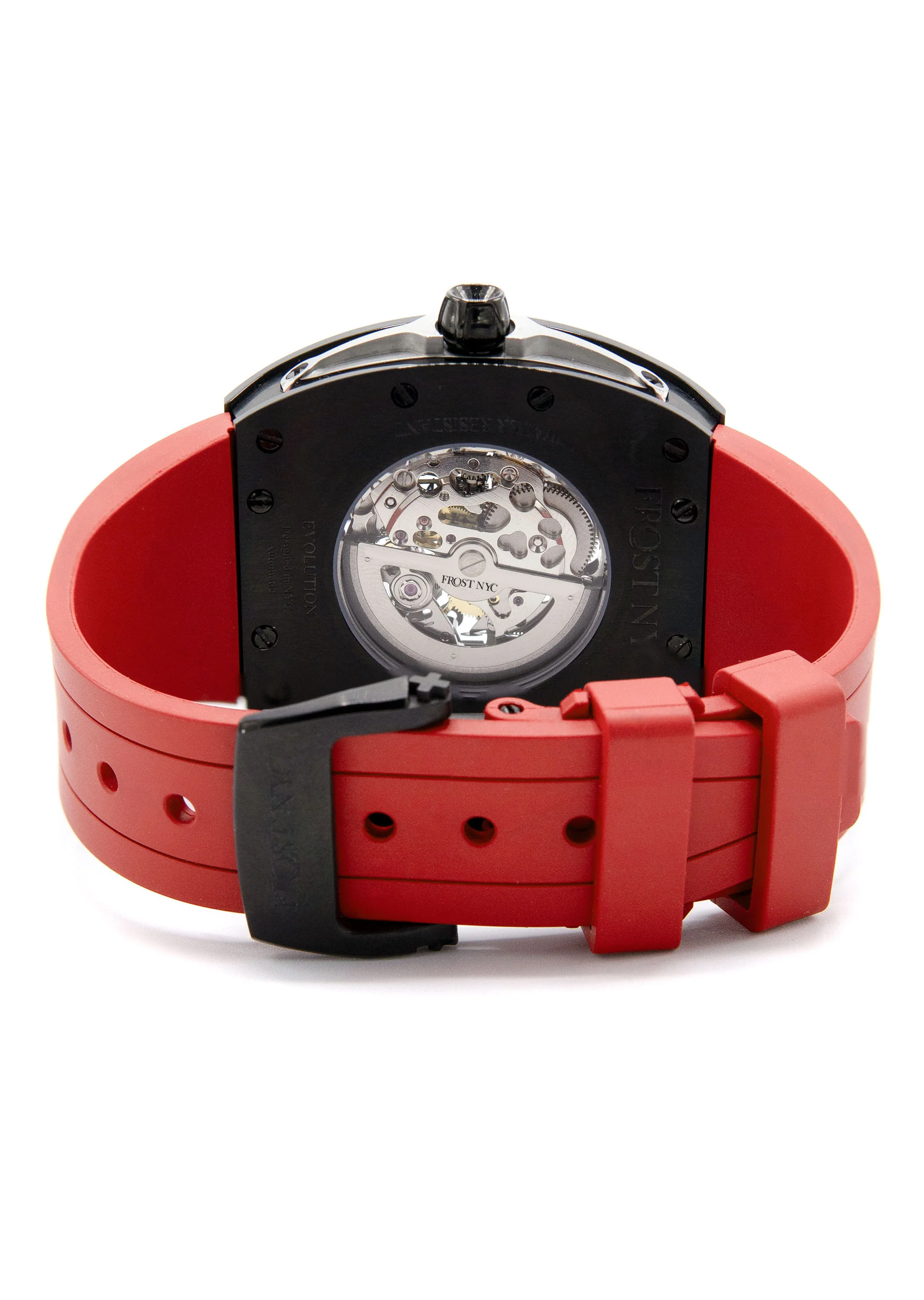 Frost NYC Mens Watch - Automatic Skeleton Sport Black Watch | FRST-01-SB| Red - Image 10