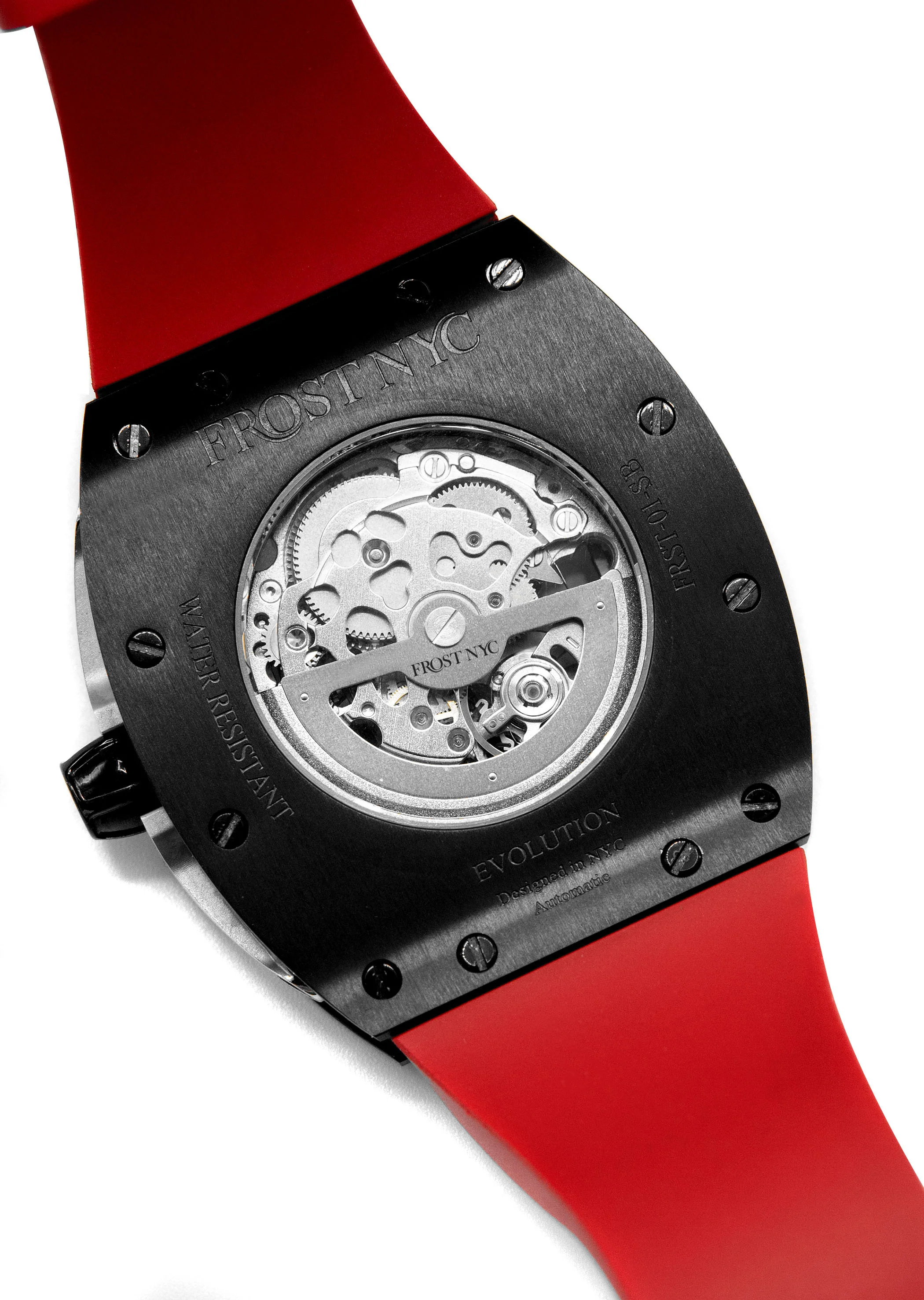 Frost NYC Mens Watch - Automatic Skeleton Sport Black Watch | FRST-01-SB| Red - Image 8