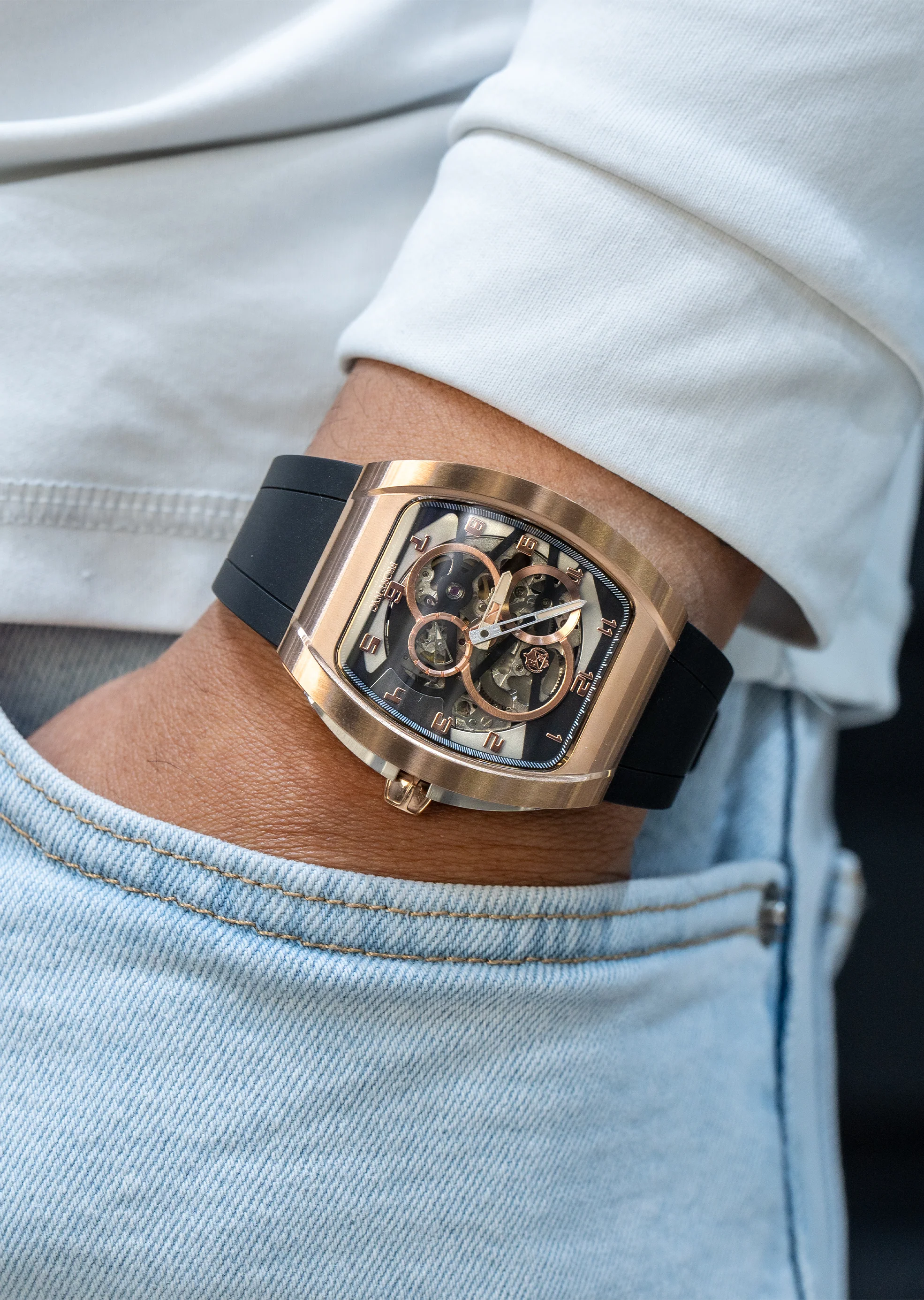 Frost NYC Mens Watch - Automatic Skeleton Rose Sport Watch | FRST-01-RC | Black - Image 2