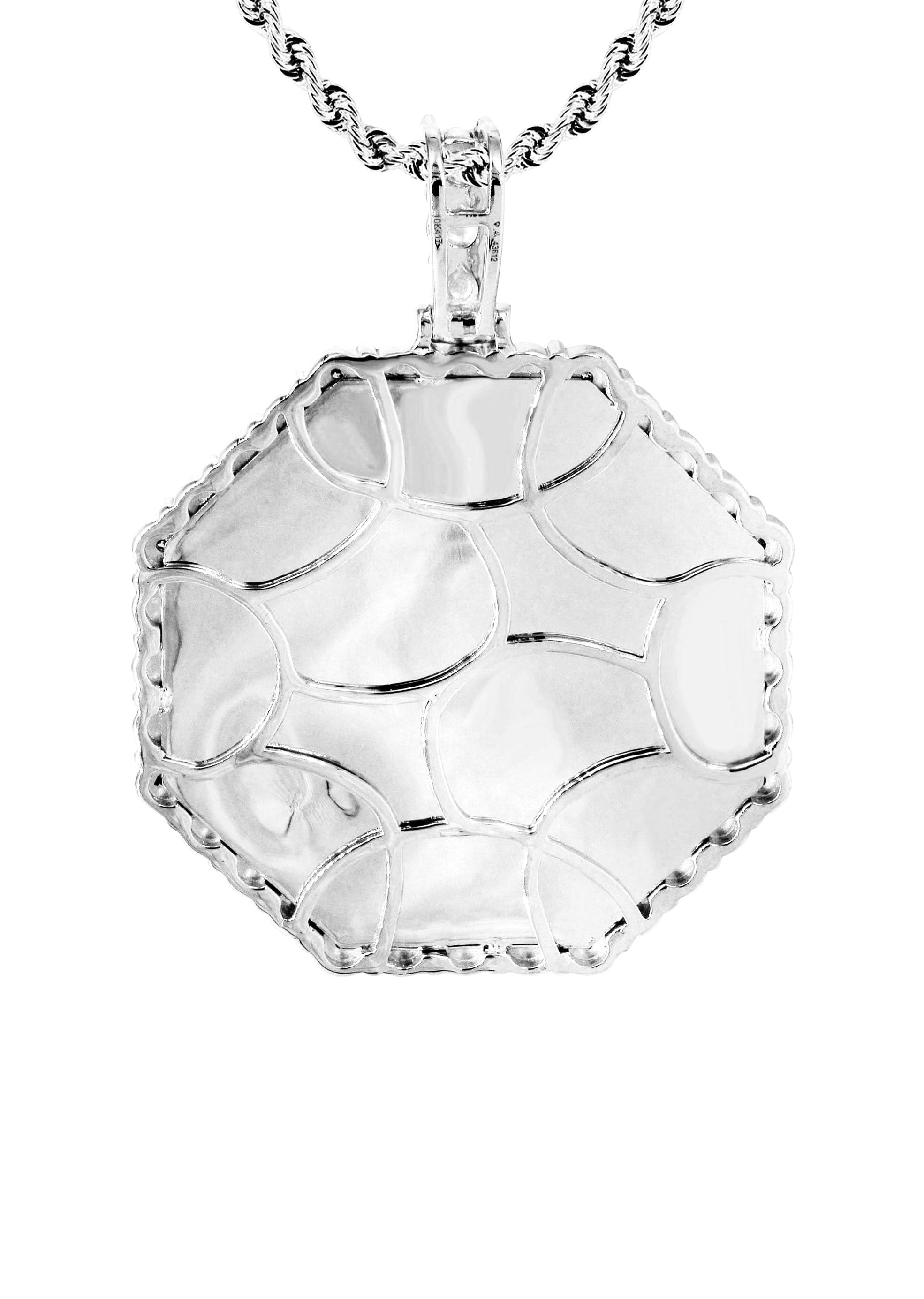 Full Diamond 10K White Gold Medium Octagon Picture Pendant Necklace | 2.23 Carats | Appx. 20 Grams - Image 4