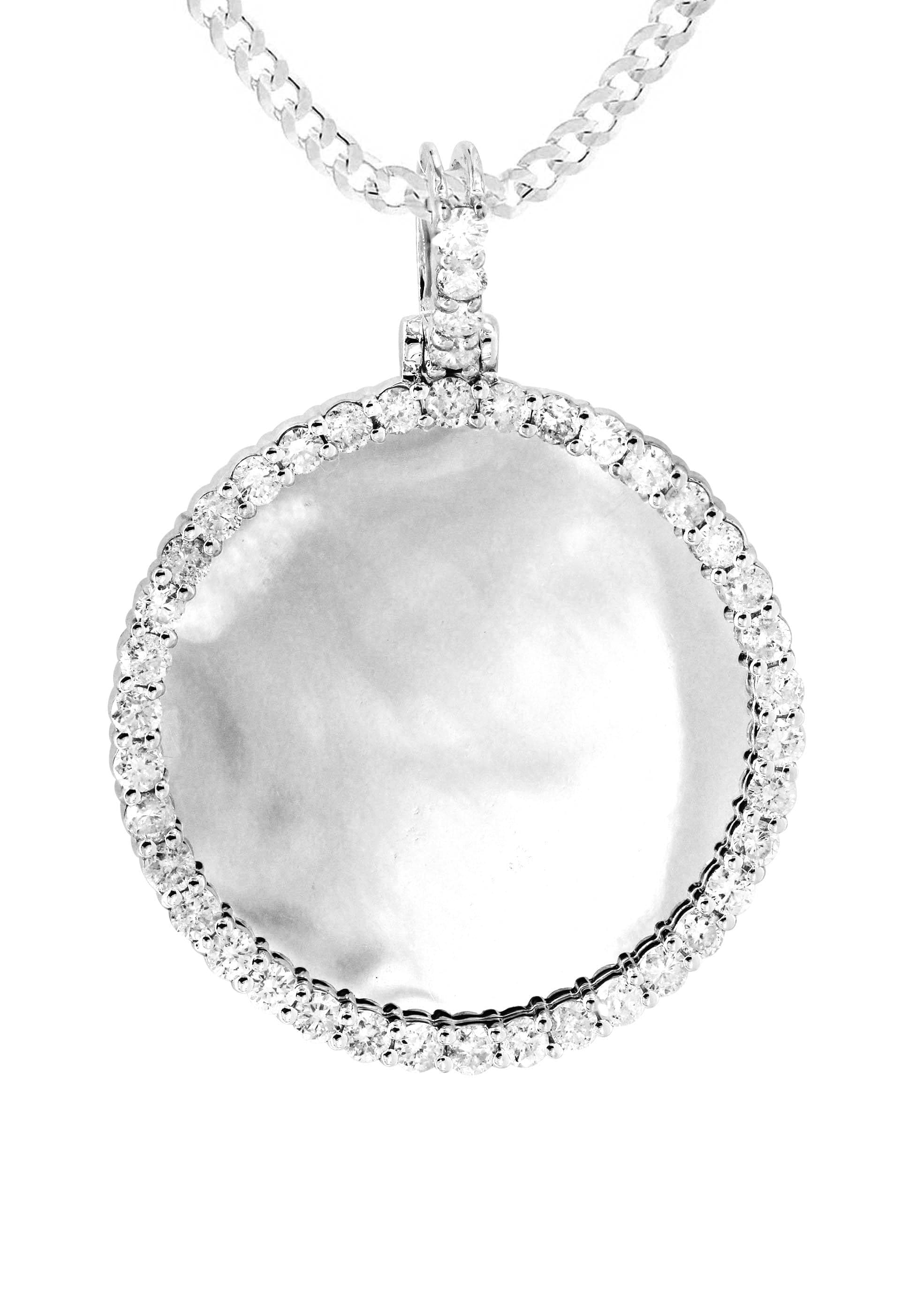 Full Diamond 10K White Gold Medium Round Picture Pendant Necklace | 1.88 Carats | Appx. 19 Grams - Image 2