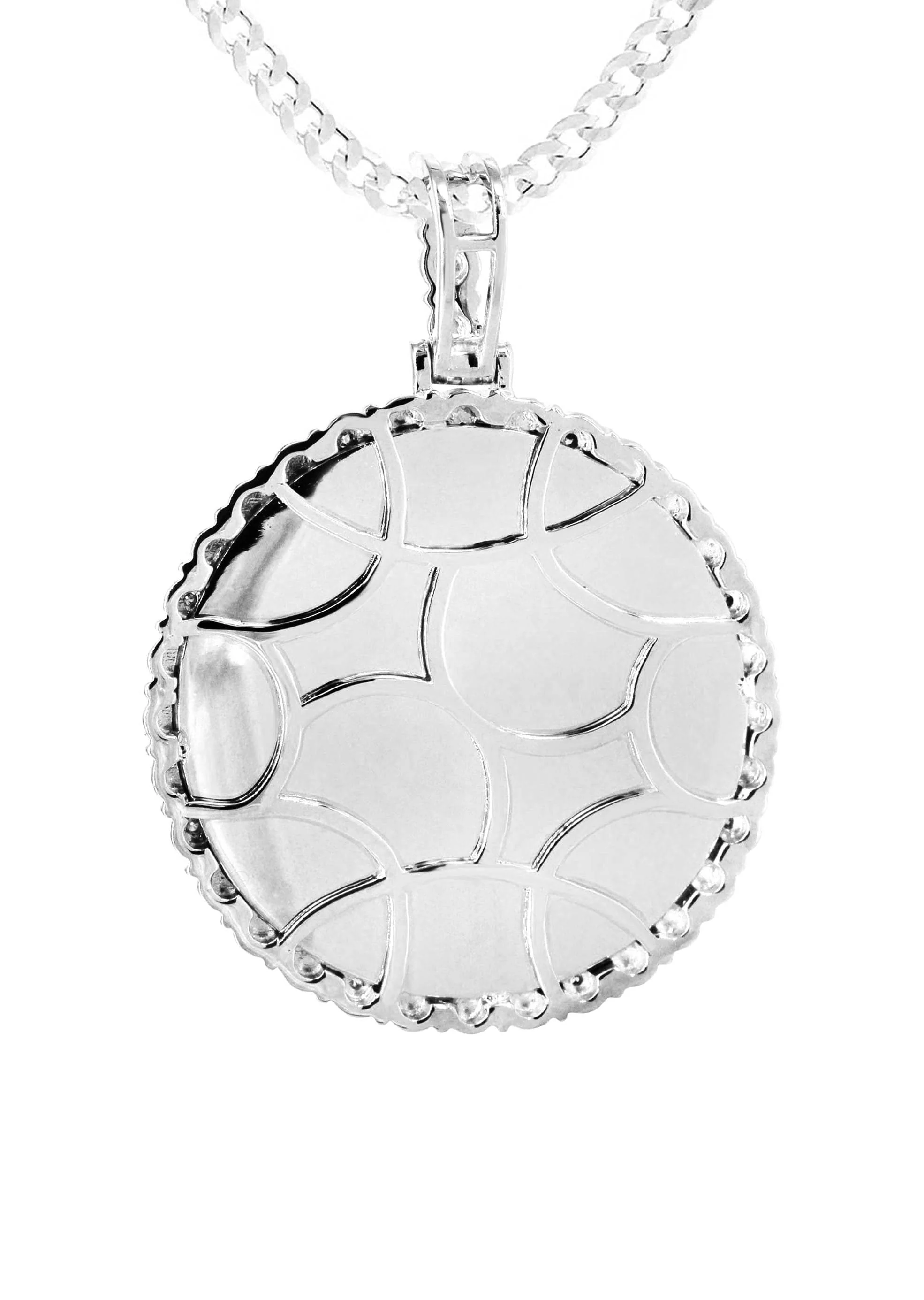 Full Diamond 10K White Gold Medium Round Picture Pendant Necklace | 1.88 Carats | Appx. 19 Grams - Image 3