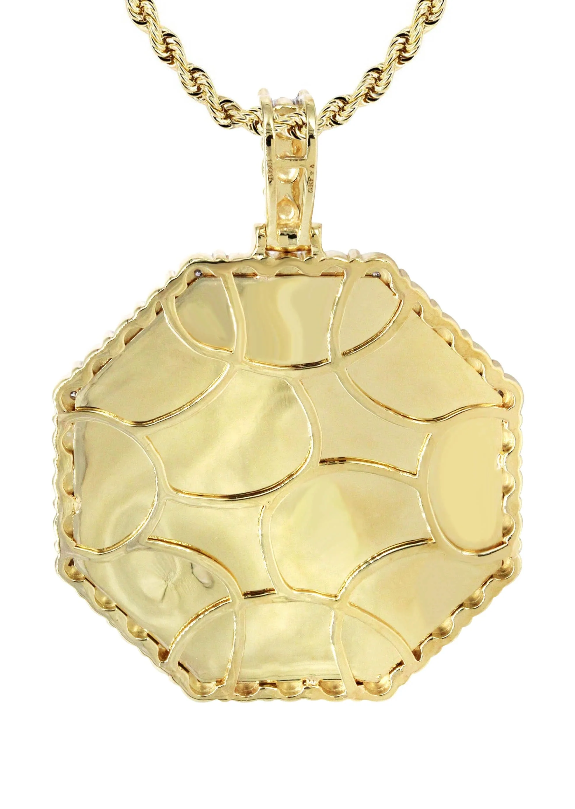 Full Diamond 10K Yellow Gold Large Octagon Picture Pendant Necklace | 2.69 Carats | Appx. 20 Grams - Image 5