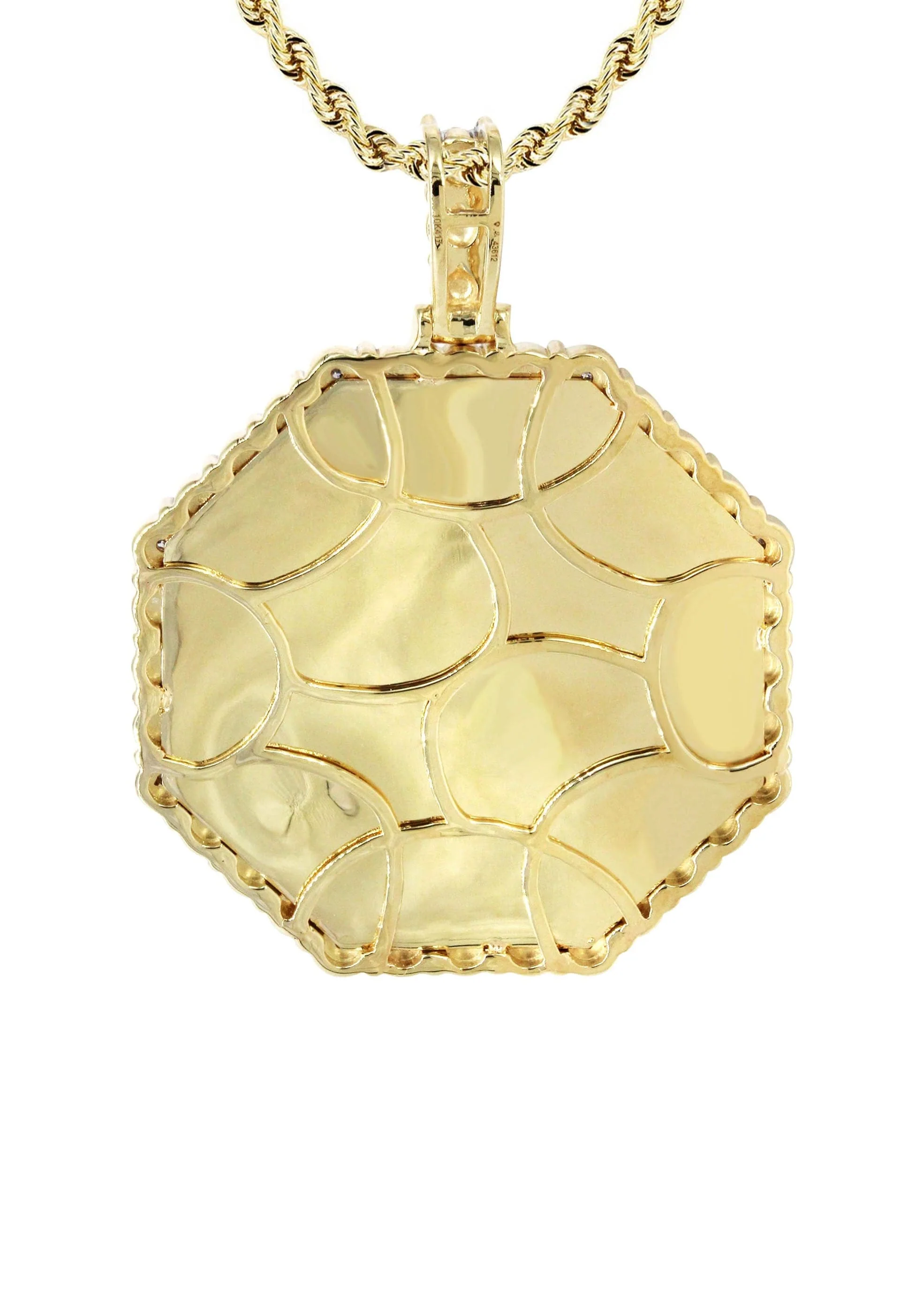 Full Diamond 10K Yellow Gold Medium Octagon Picture Pendant Necklace | 2.23 Carats | Appx. 20 Grams - Image 4