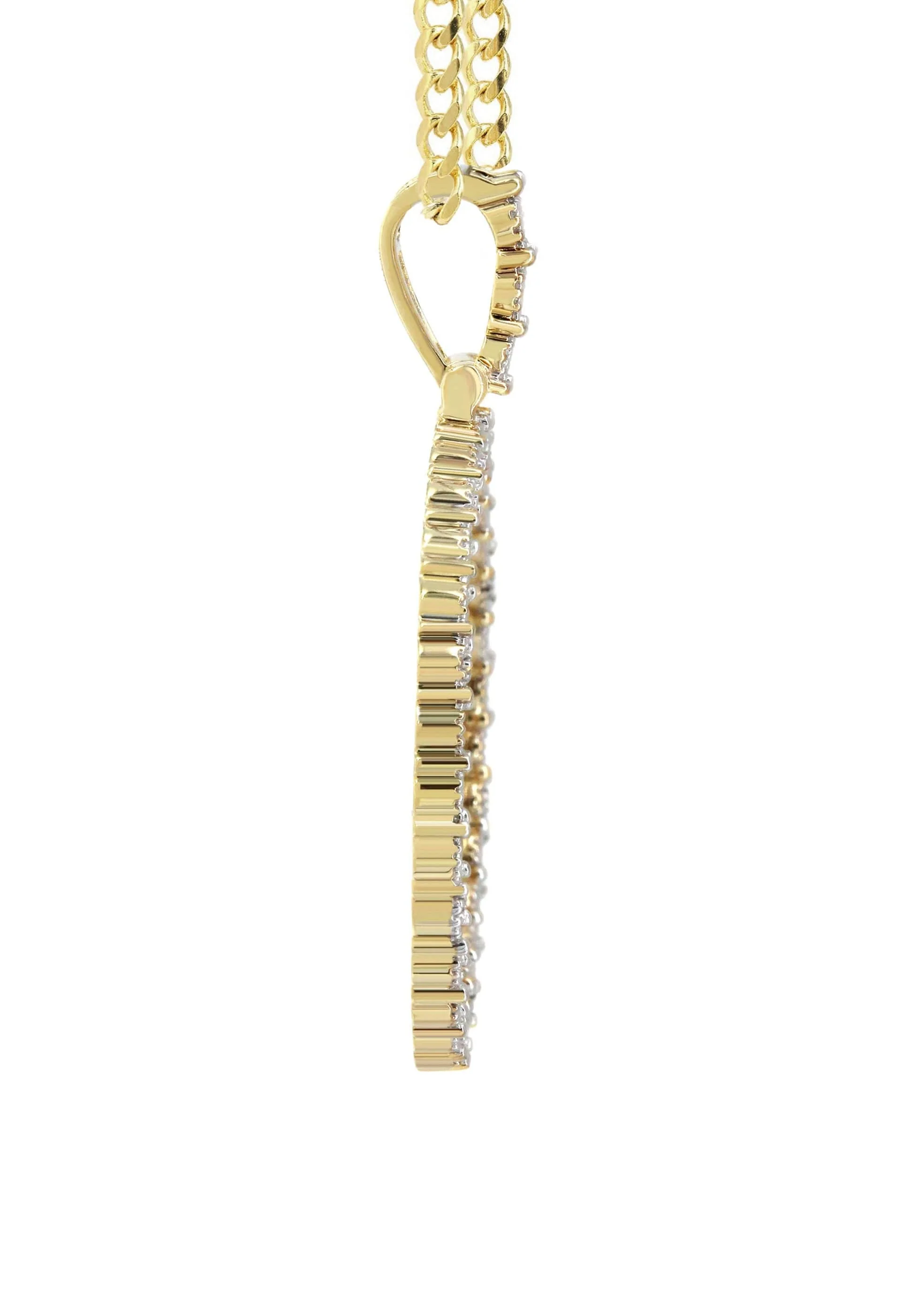 Full Diamond 10K Yellow Gold Medium Round Picture Pendant Necklace | 1.88 Carats | Appx. 19 Grams - Image 3