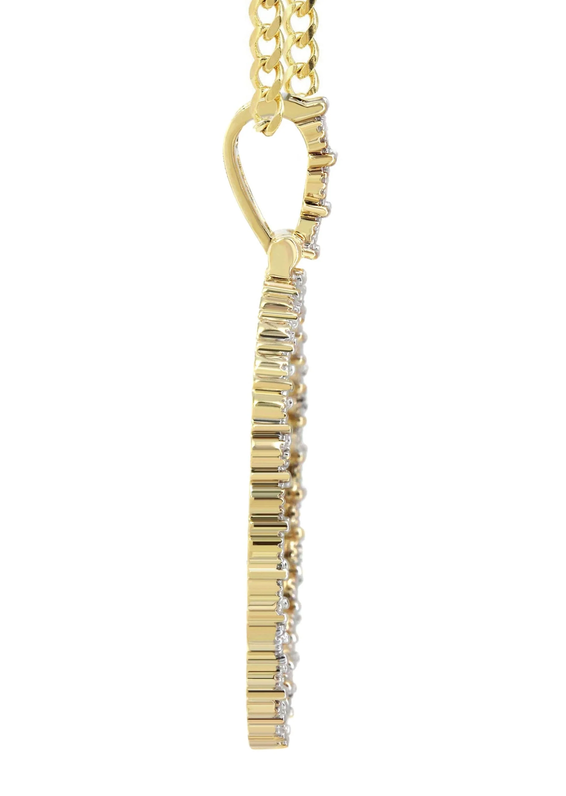 Full Diamond 10K Yellow Gold Large Round Picture Pendant Necklace | 2.67 Carats | Appx. 22 Grams - Image 4