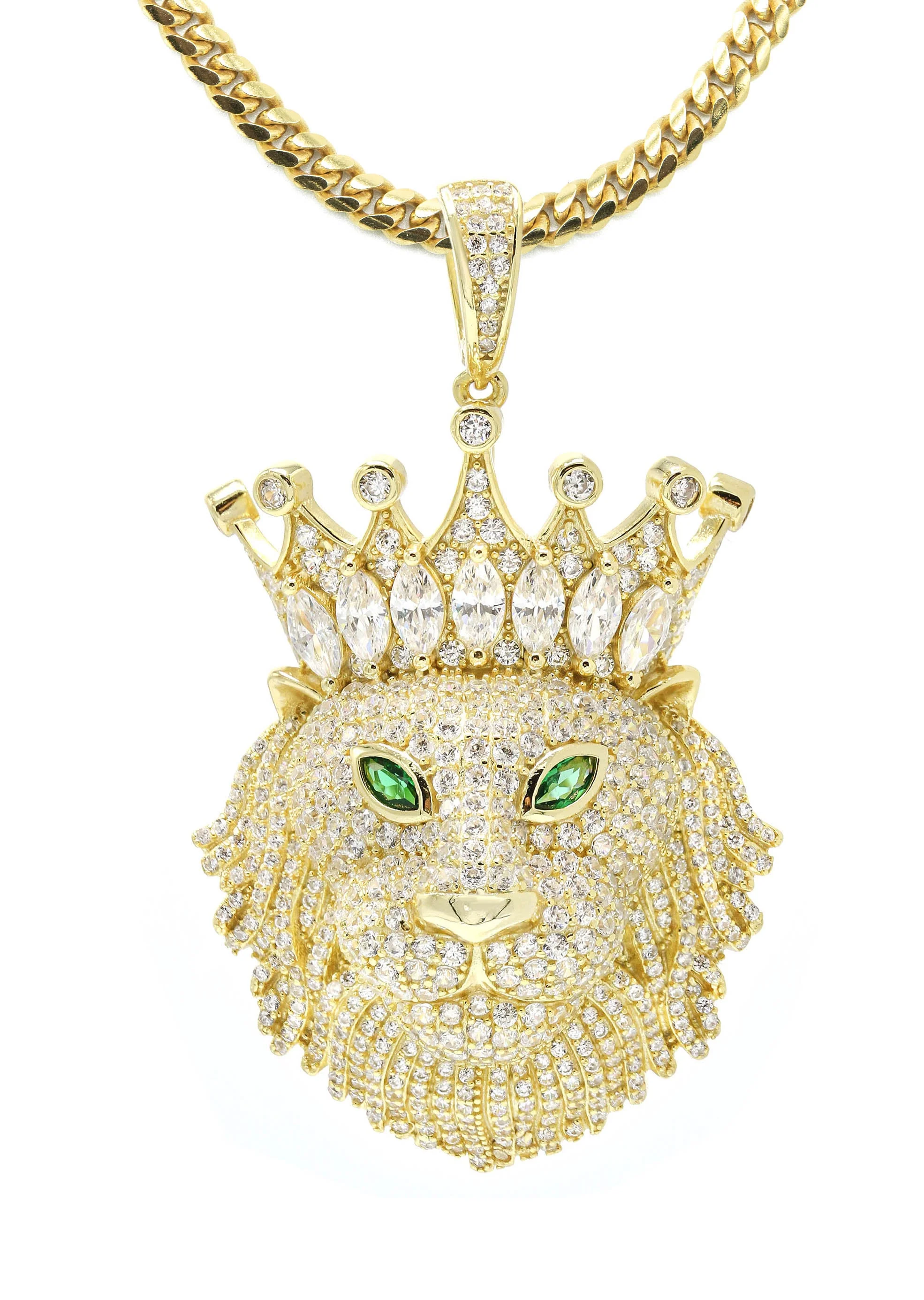 Silver Necklace - Gold King Lion Necklace | 43.1 Grams - Image 2
