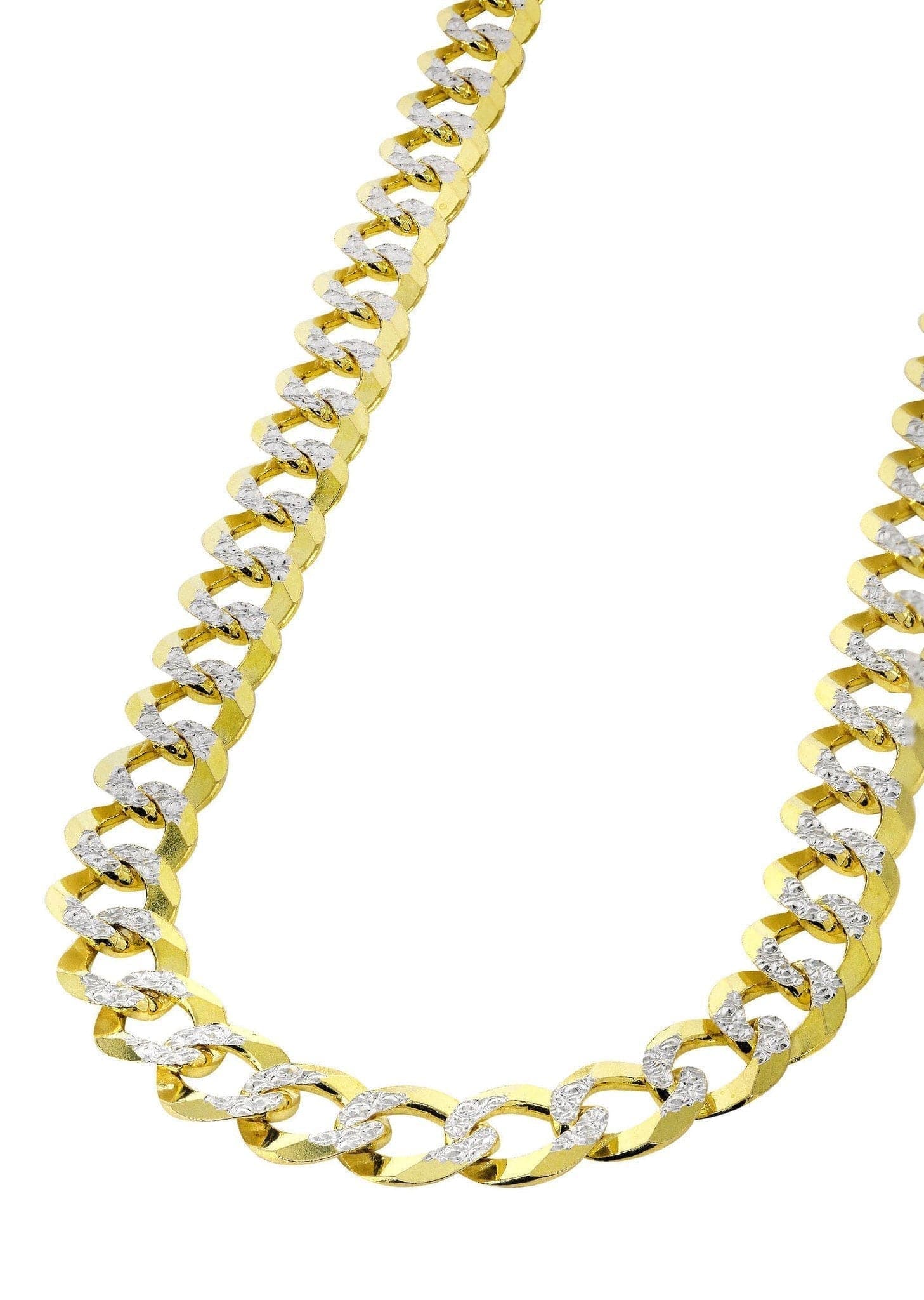Gold Chain - Semi Solid  Diamond Cut Womens Cuban Link Chain 10K/14K Gold