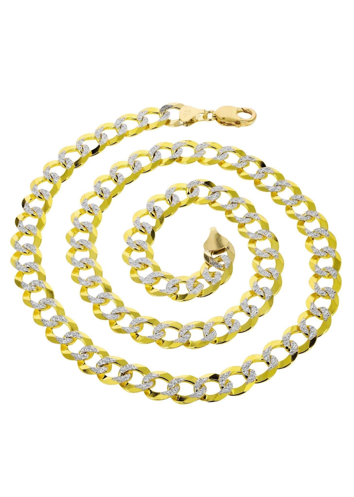 Gold Chain - Semi Solid  Diamond Cut Womens Cuban Link Chain 10K/14K Gold - Image 2