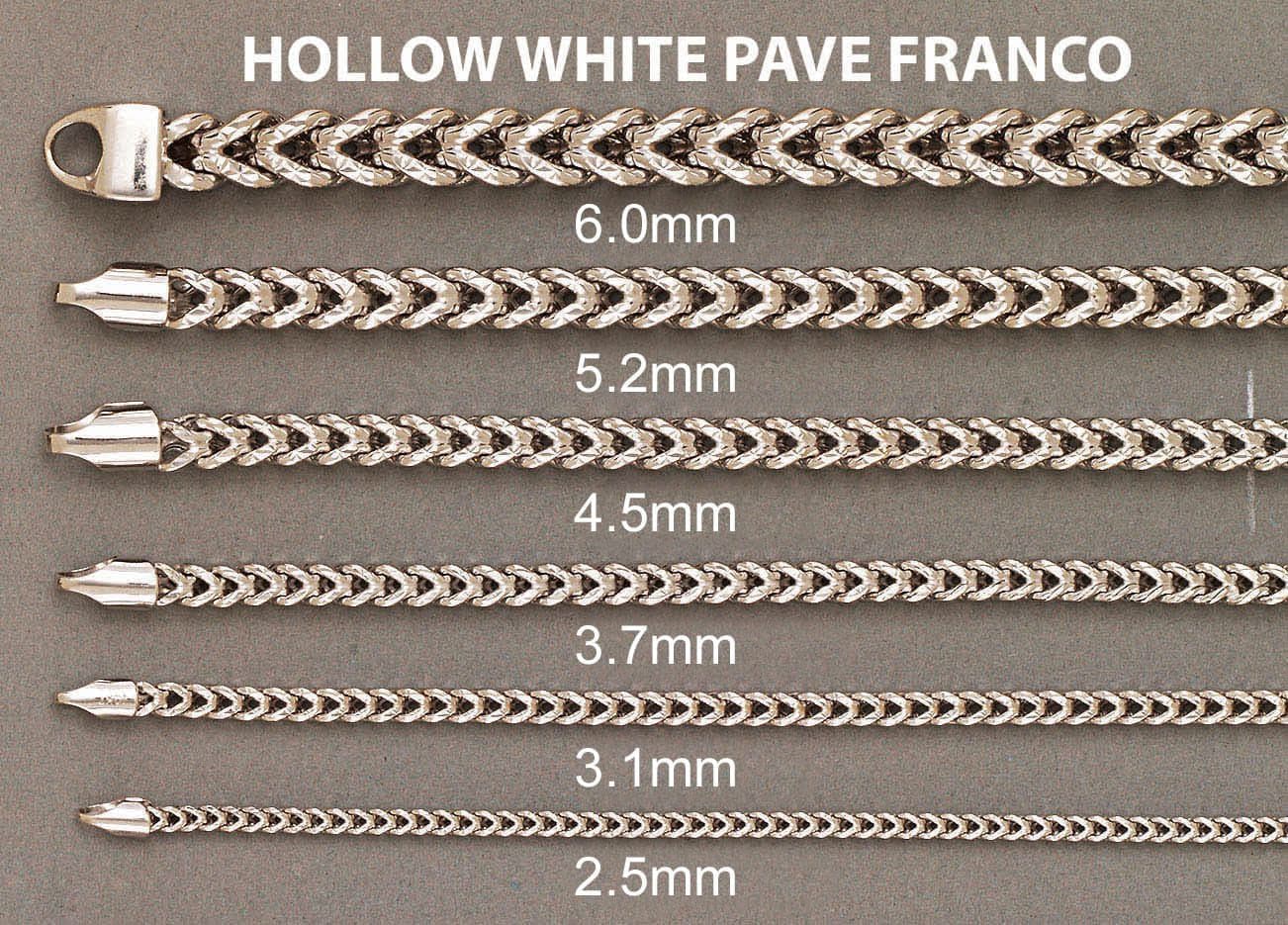 Gold Chain - Mens Semi Solid  Diamond Cut Franco Chain 10K/14 White Gold - Image 4