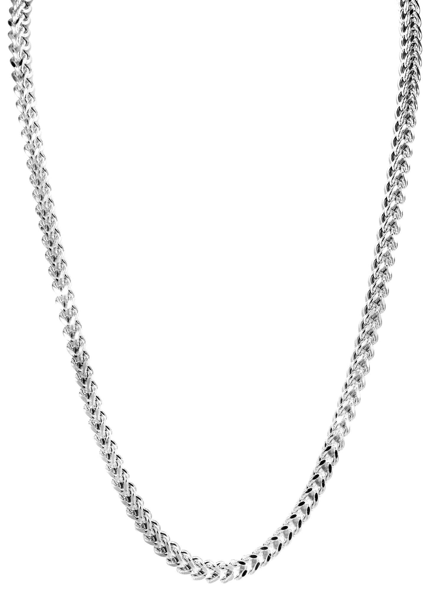 Gold Chain - Mens Semi Solid  Franco Chain 10K/14K White Gold - Image 3