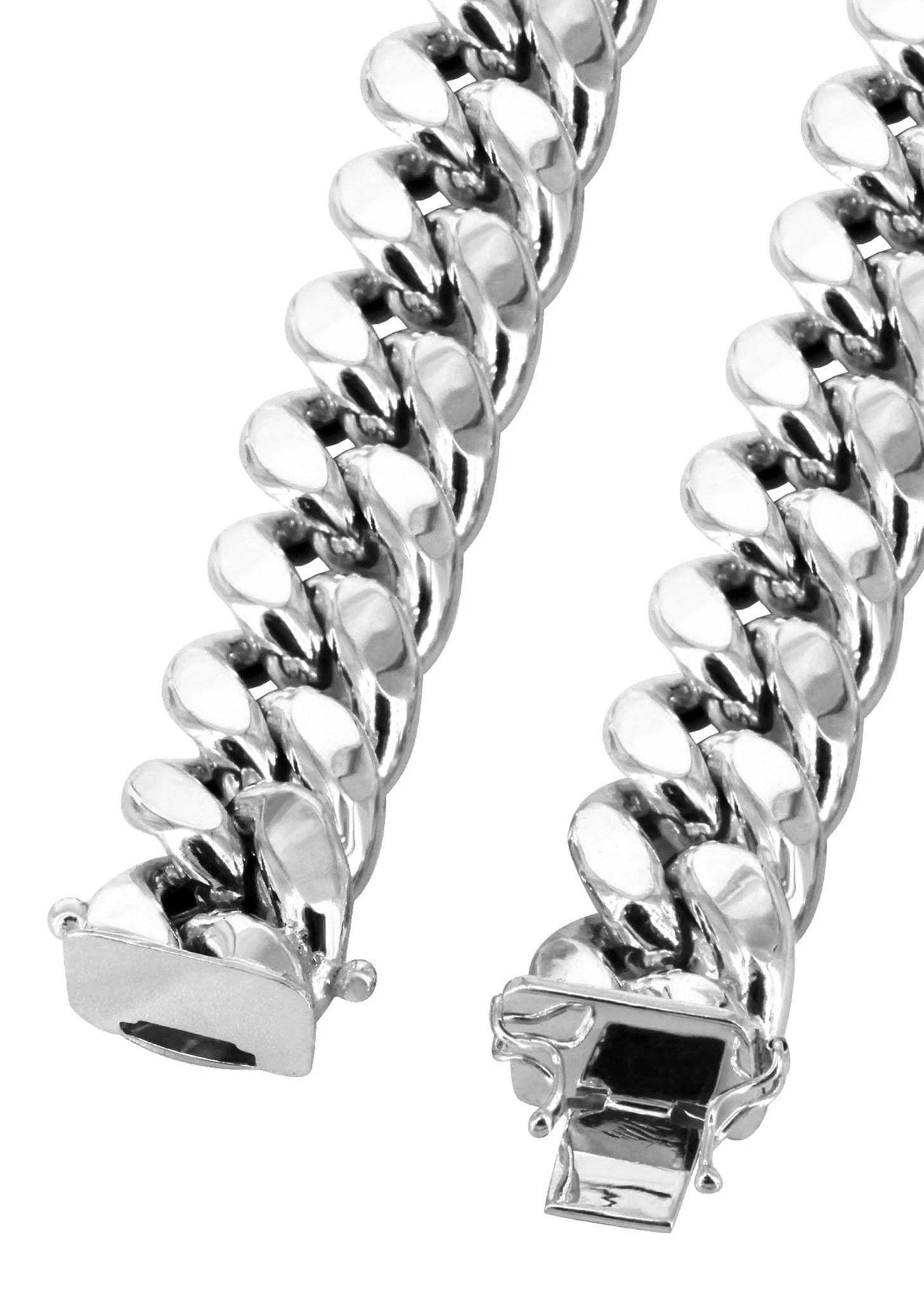 Gold Chain - Mens Semi Solid  Miami Cuban Link Chain 10K/14K White Gold - Image 4