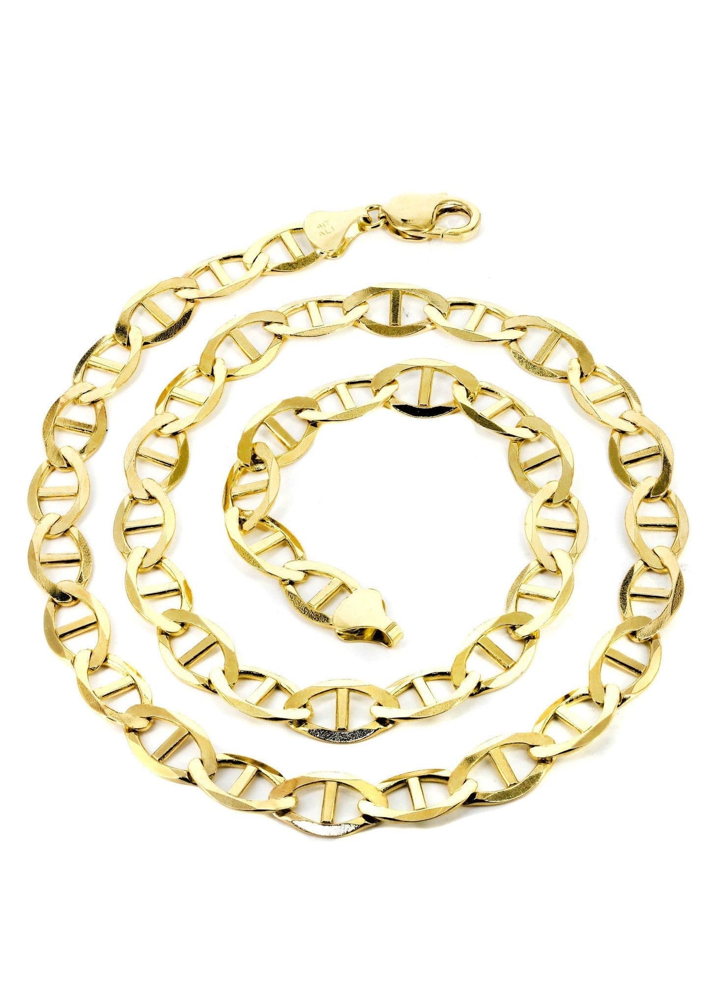 Gold Chain - Mens Solid Mariner Chain 10K/14K Gold - Image 2