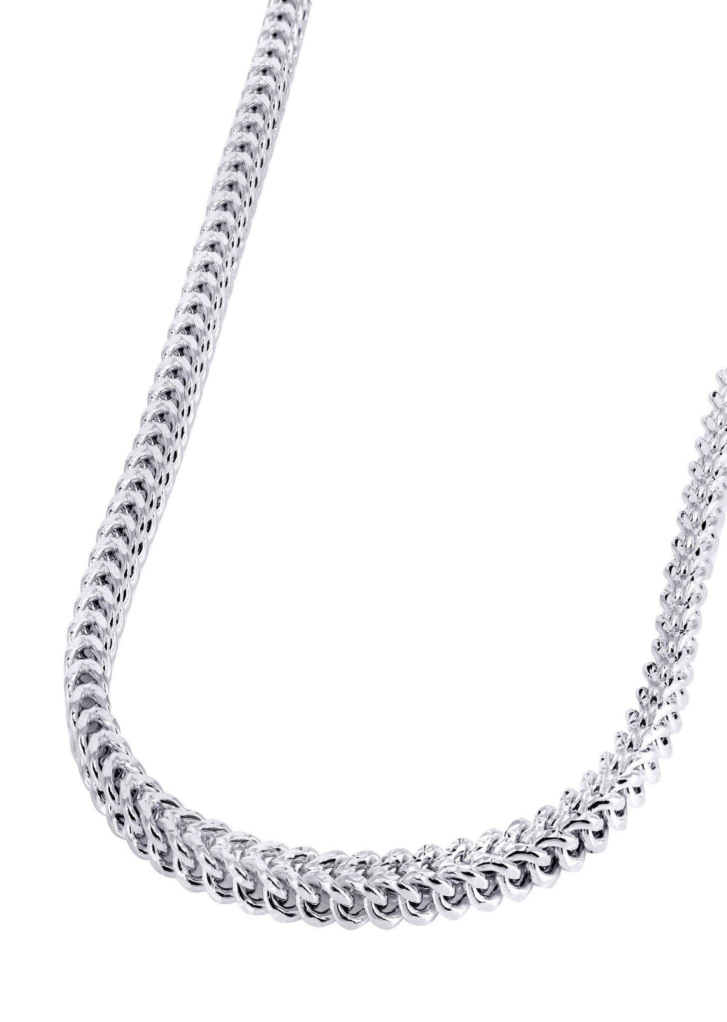 Gold Chain - Womens Semi Solid  Diamond Cut Franco Chain 10K/14K White Gold