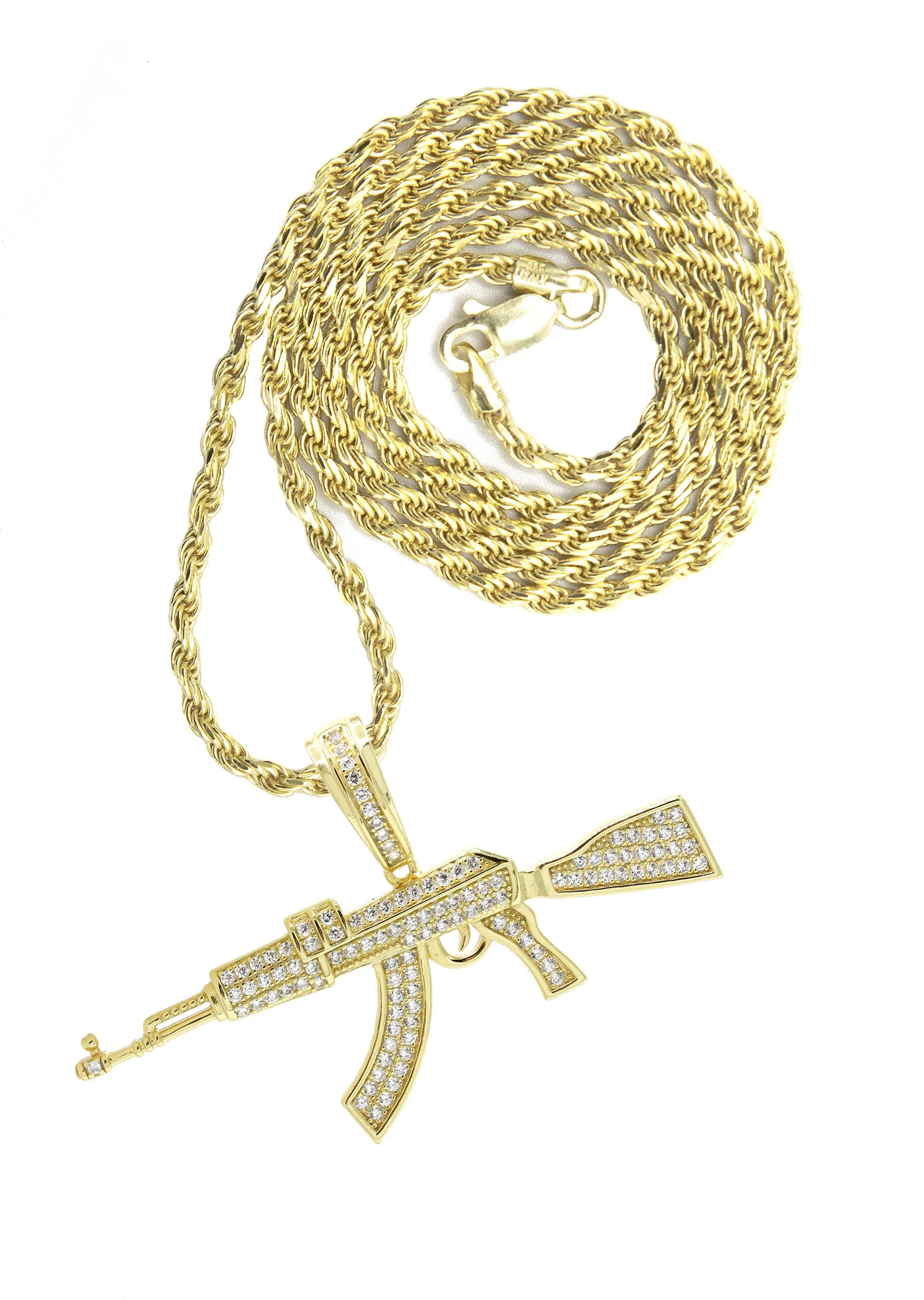 Silver Necklace - Gold Gun Necklace | 14.6 Grams
