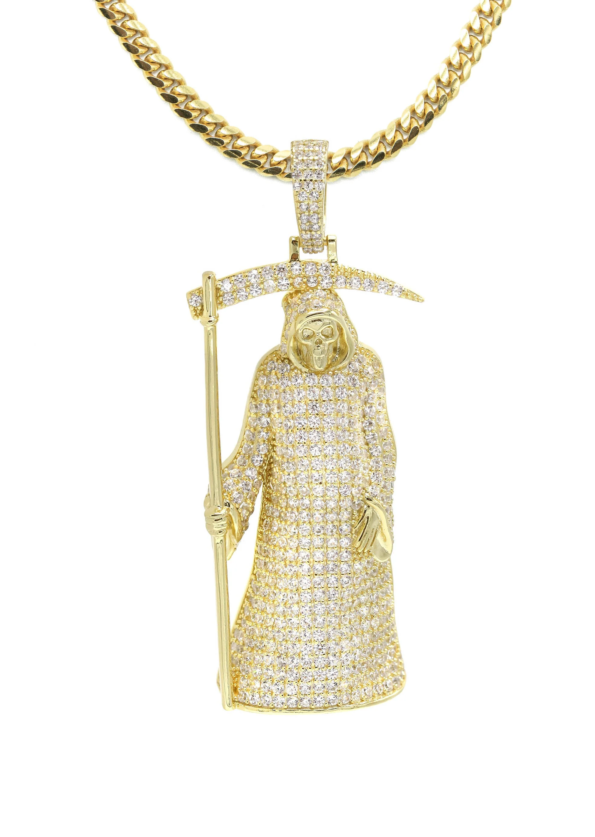 Silver Necklace - Gold Santa Muerte Necklace | 39.2 Grams - Image 2