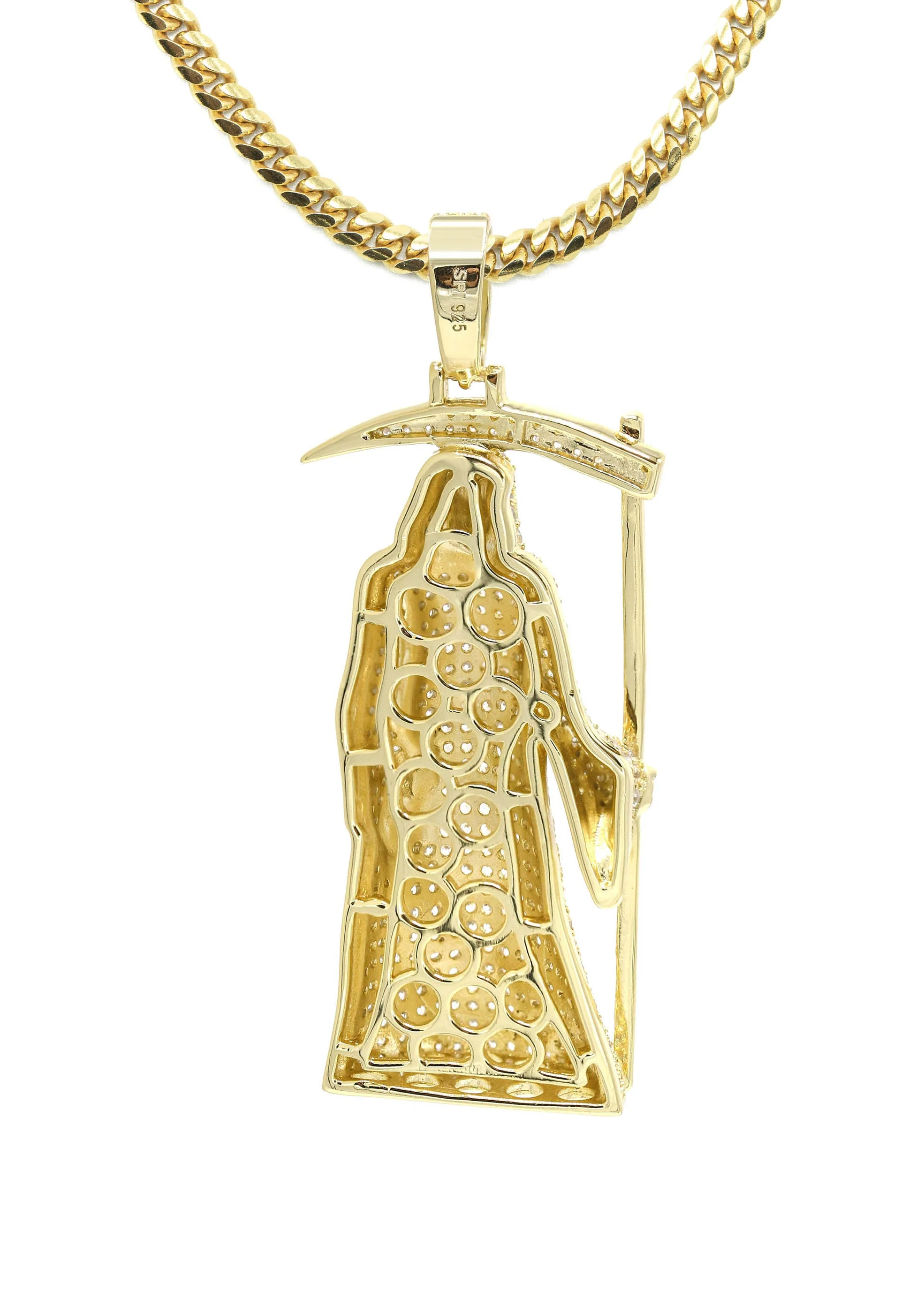 Silver Necklace - Gold Santa Muerte Necklace | 39.2 Grams - Image 3