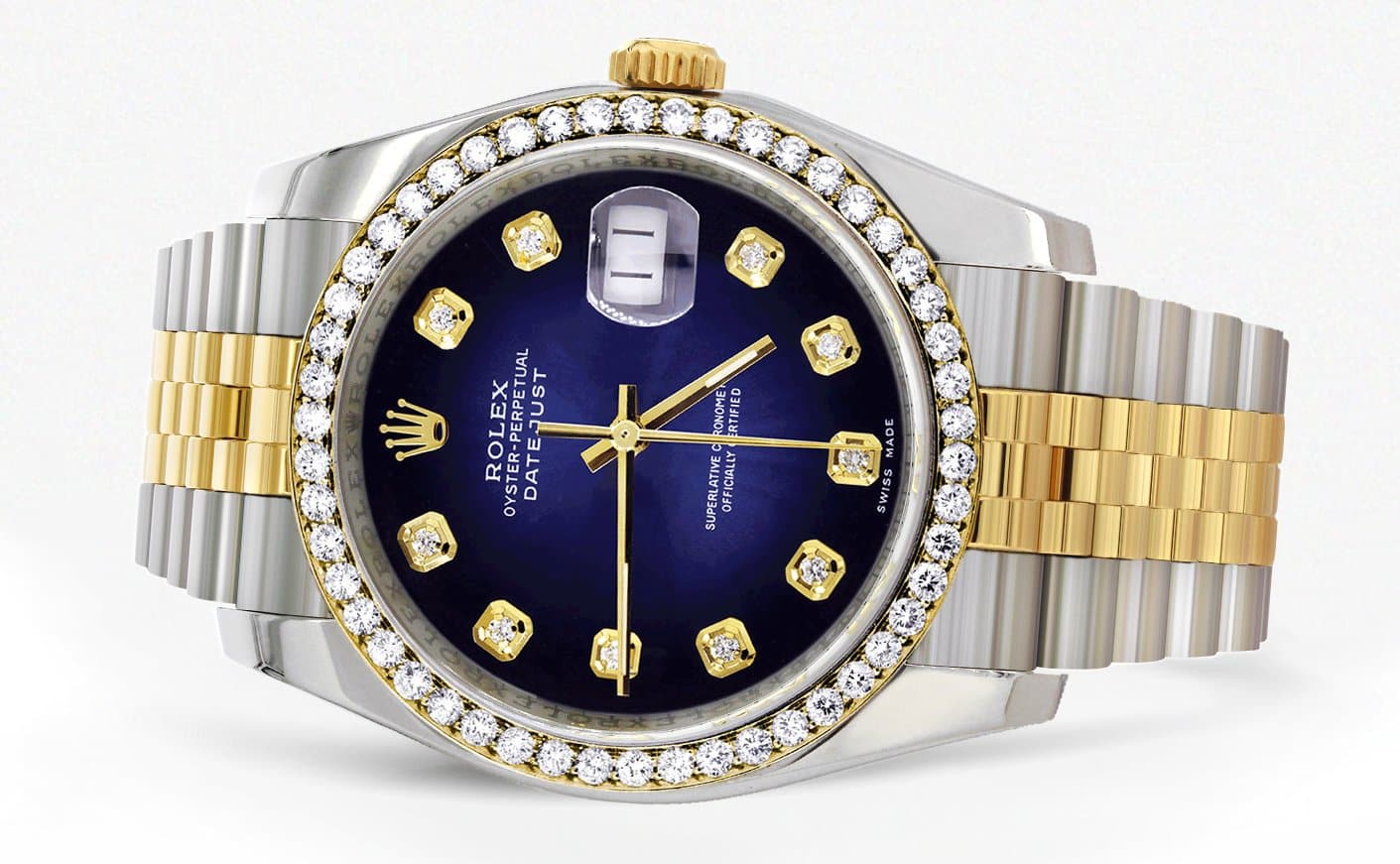 116233 | Hidden Clasp | Diamond Gold Rolex Watch For Men | 36Mm | Blue Dial | Jubilee Band - Image 2
