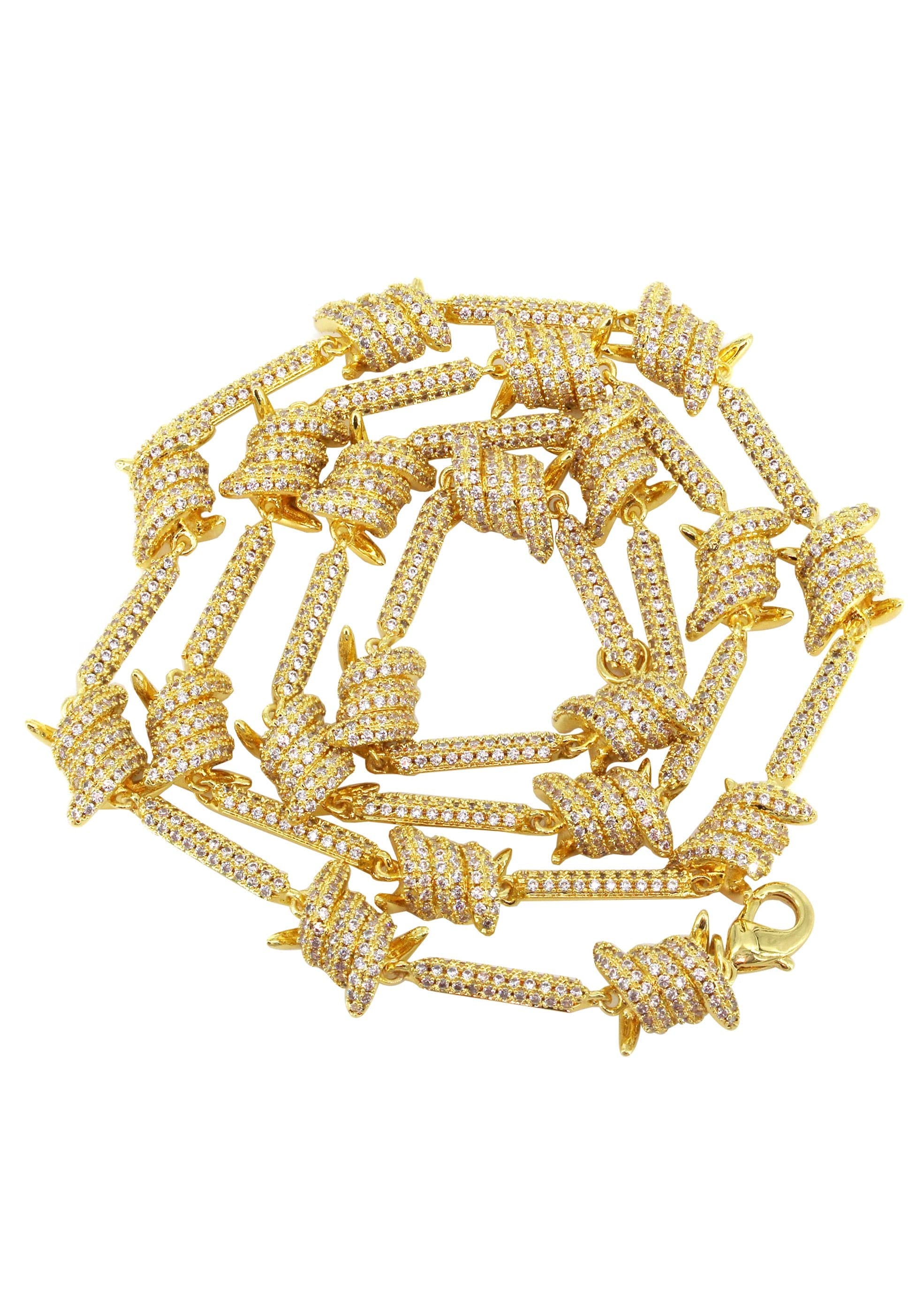 Gold Plated Iced Out Barbed Wire Chain - Image 2
