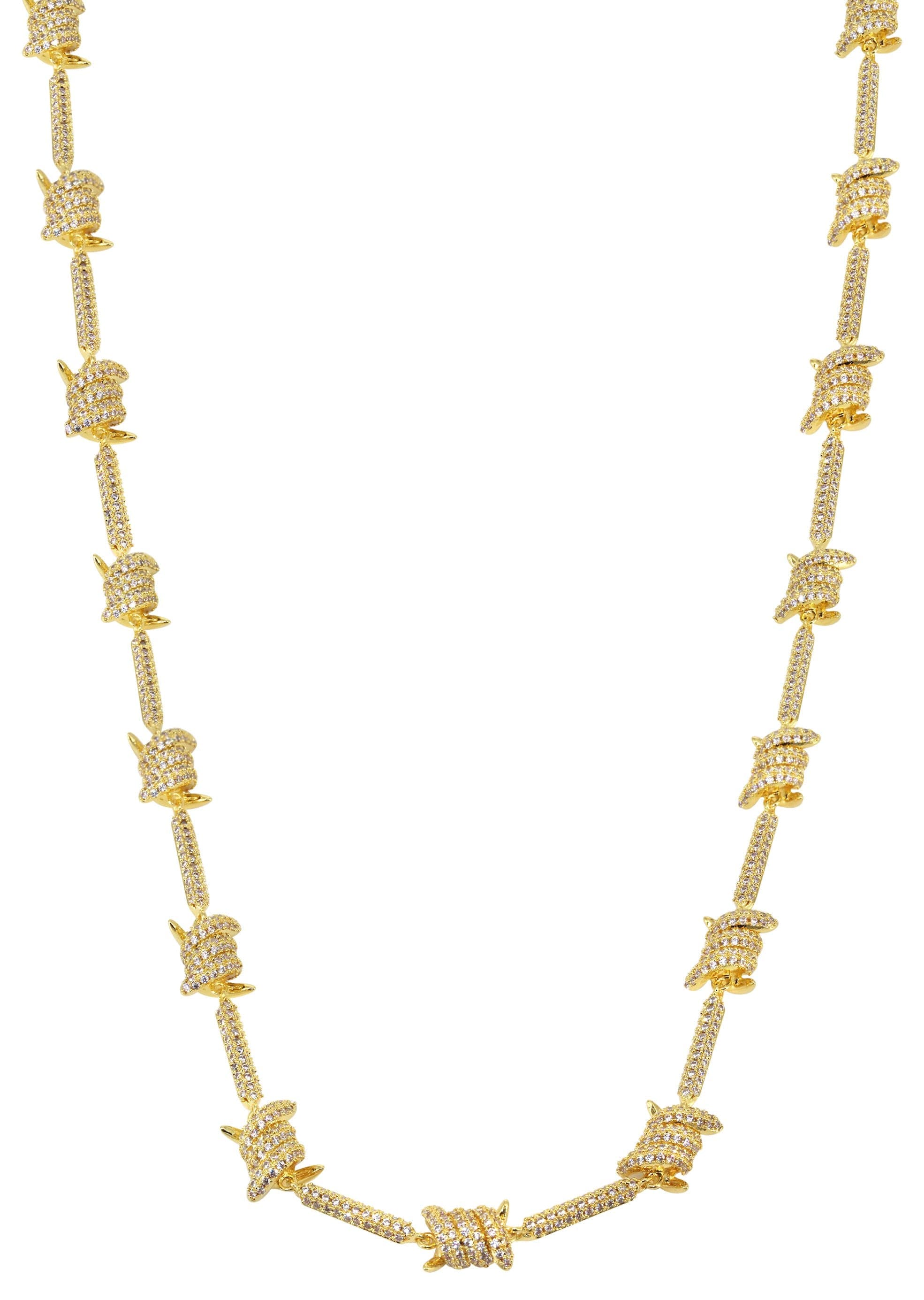 Gold Plated Iced Out Barbed Wire Chain - Image 3