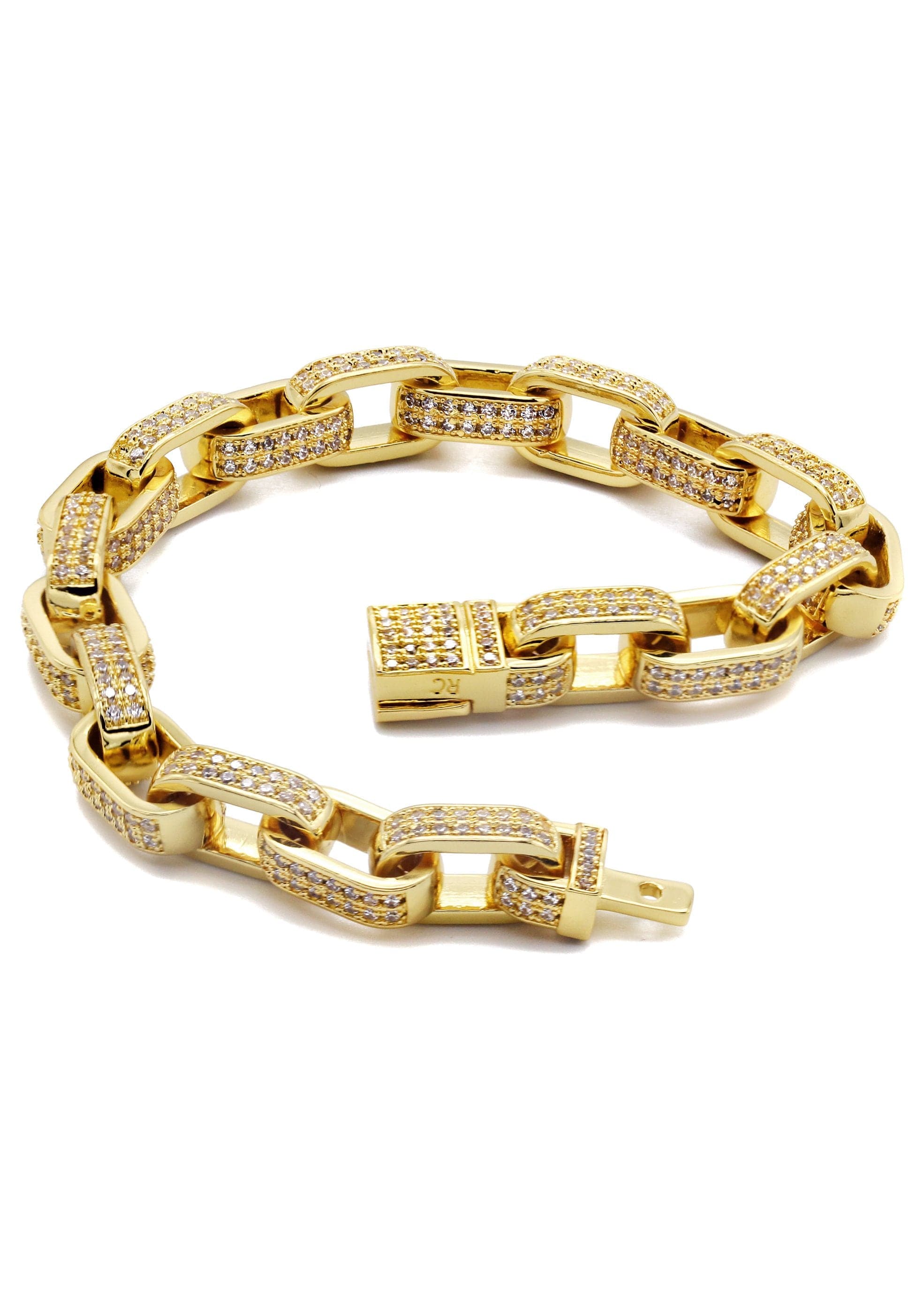 Gold Plated Iced Out Hermes Bracelet - Image 2