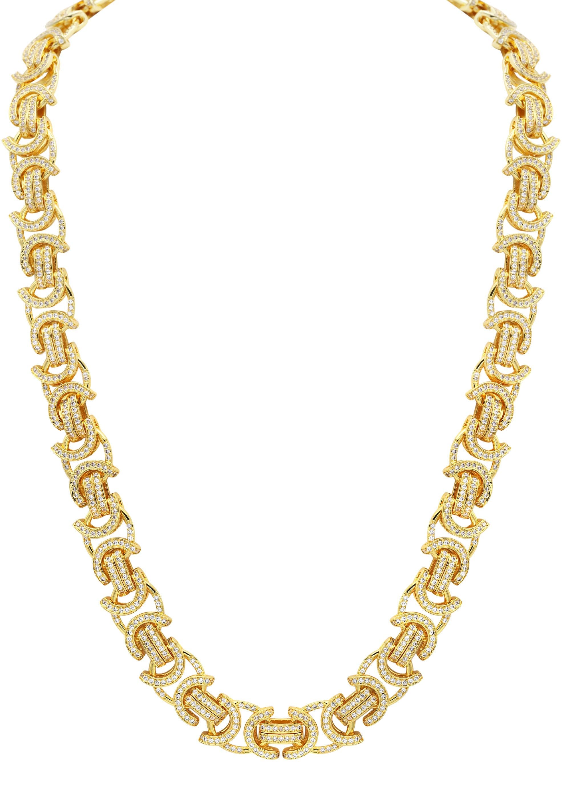 Gold Plated Iced Out Mens Byzantine Chain - Image 2
