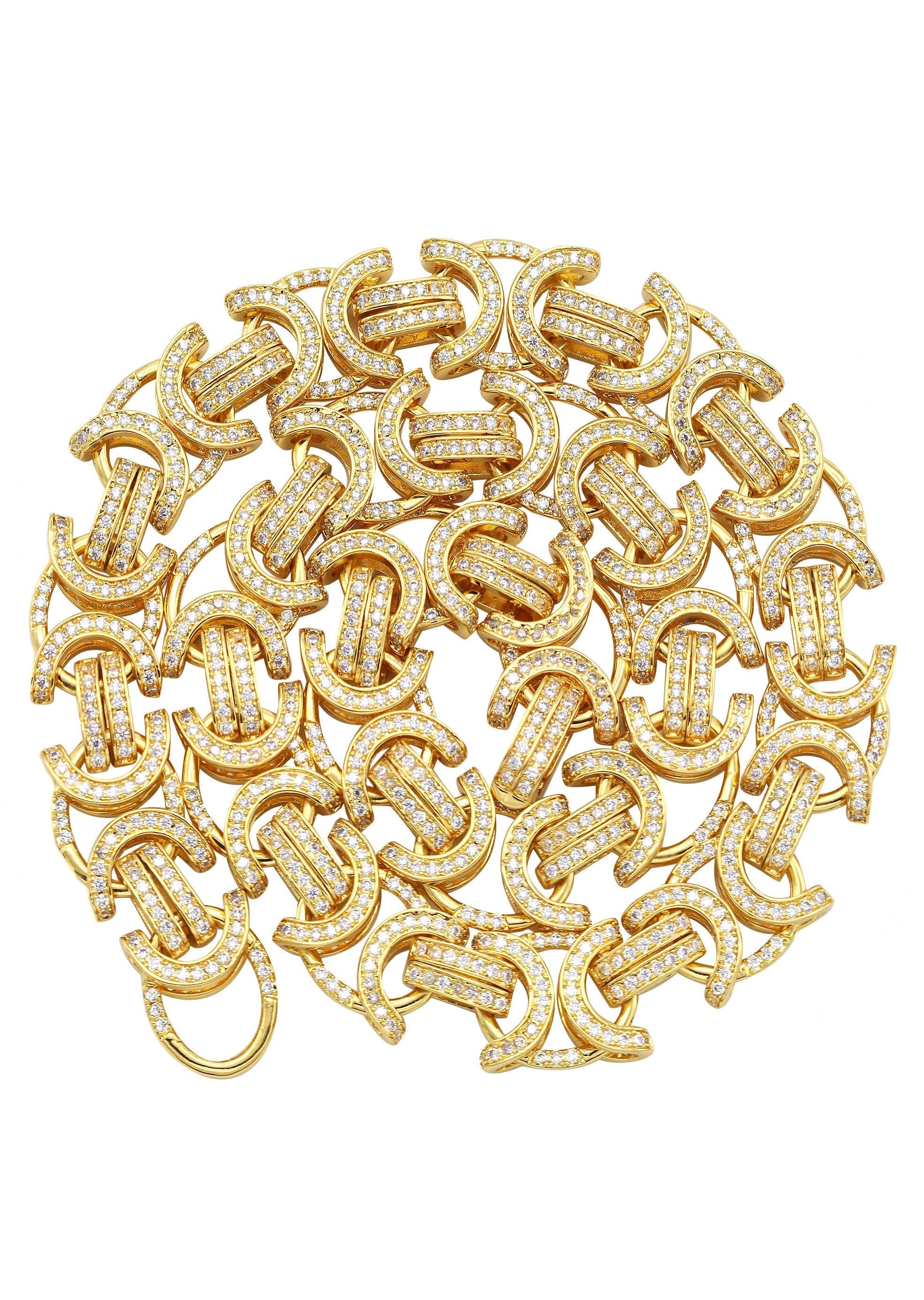 Gold Plated Iced Out Mens Byzantine Chain - Image 3