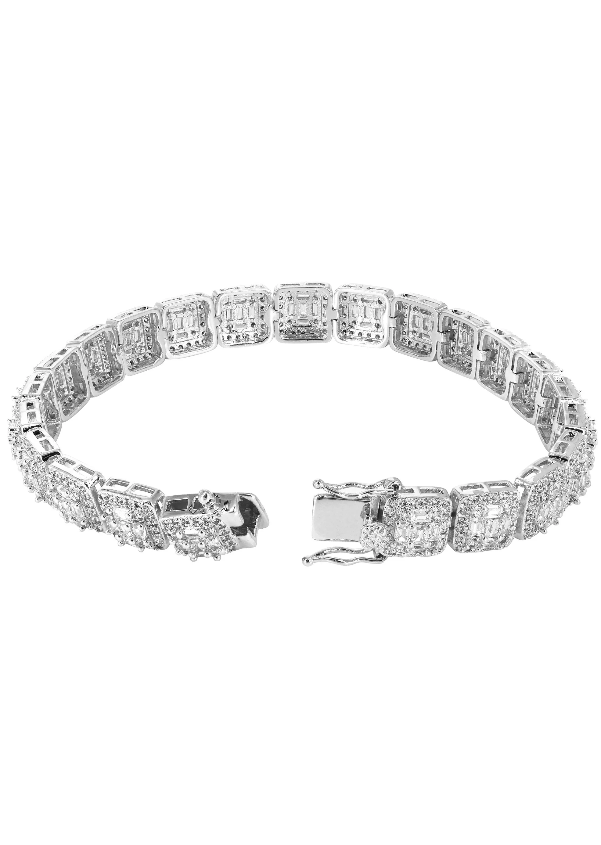 White Gold Plated Iced Out Square Cluster Bracelet - Image 2